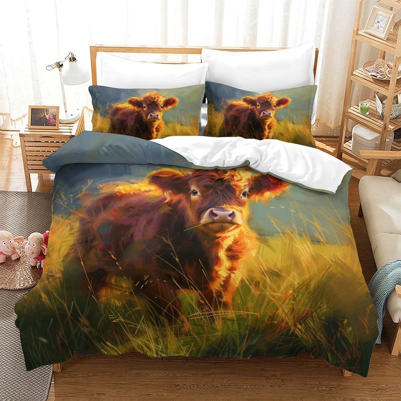 Housse de couette vache 3D 200x200 microfbre lit double