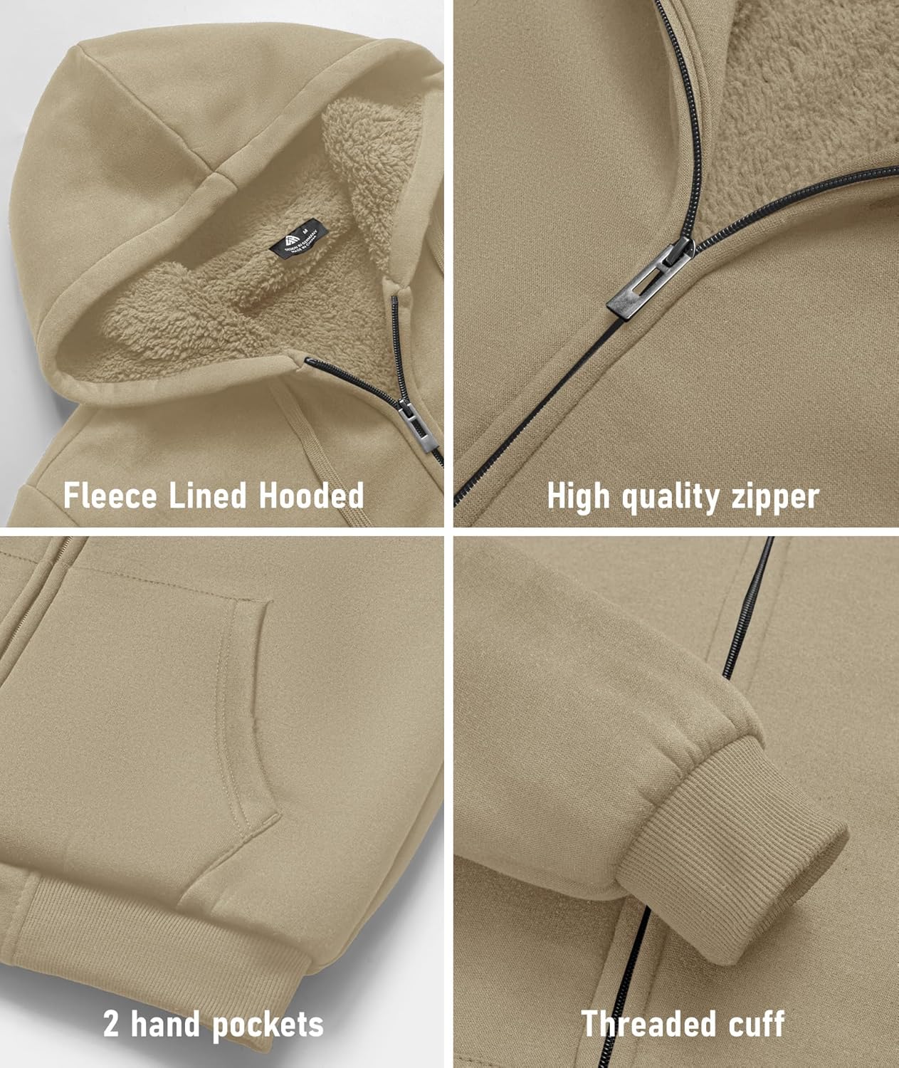 SCODI Hoodies for Men Heavyweight Fleece Sweatshirt - Full Zip Up Thick Sherpa Lined Hooded Sweatshirts - Image 4