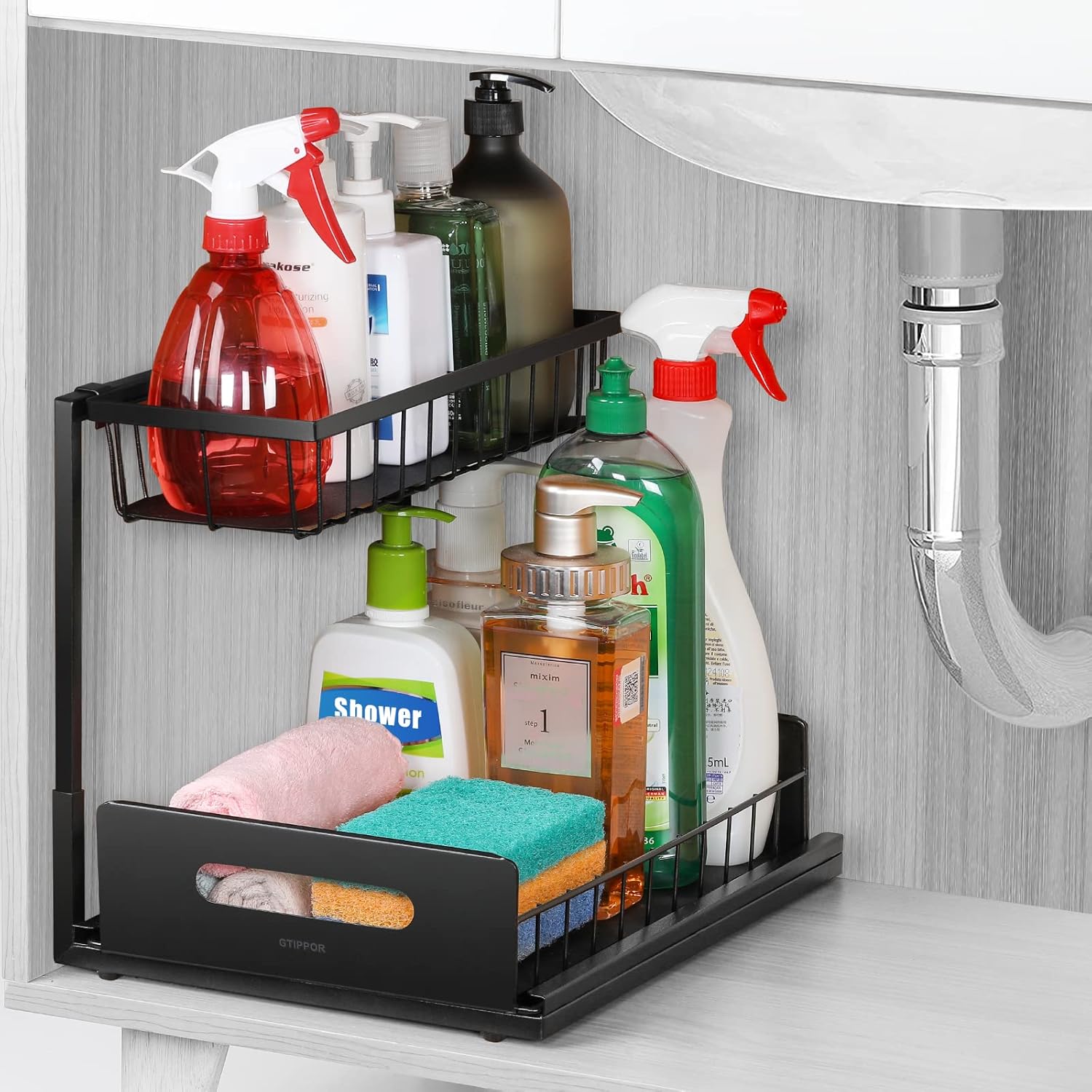 Under Sink Organizer 2 Tier Bathroom Countertop Organizer Under Storage