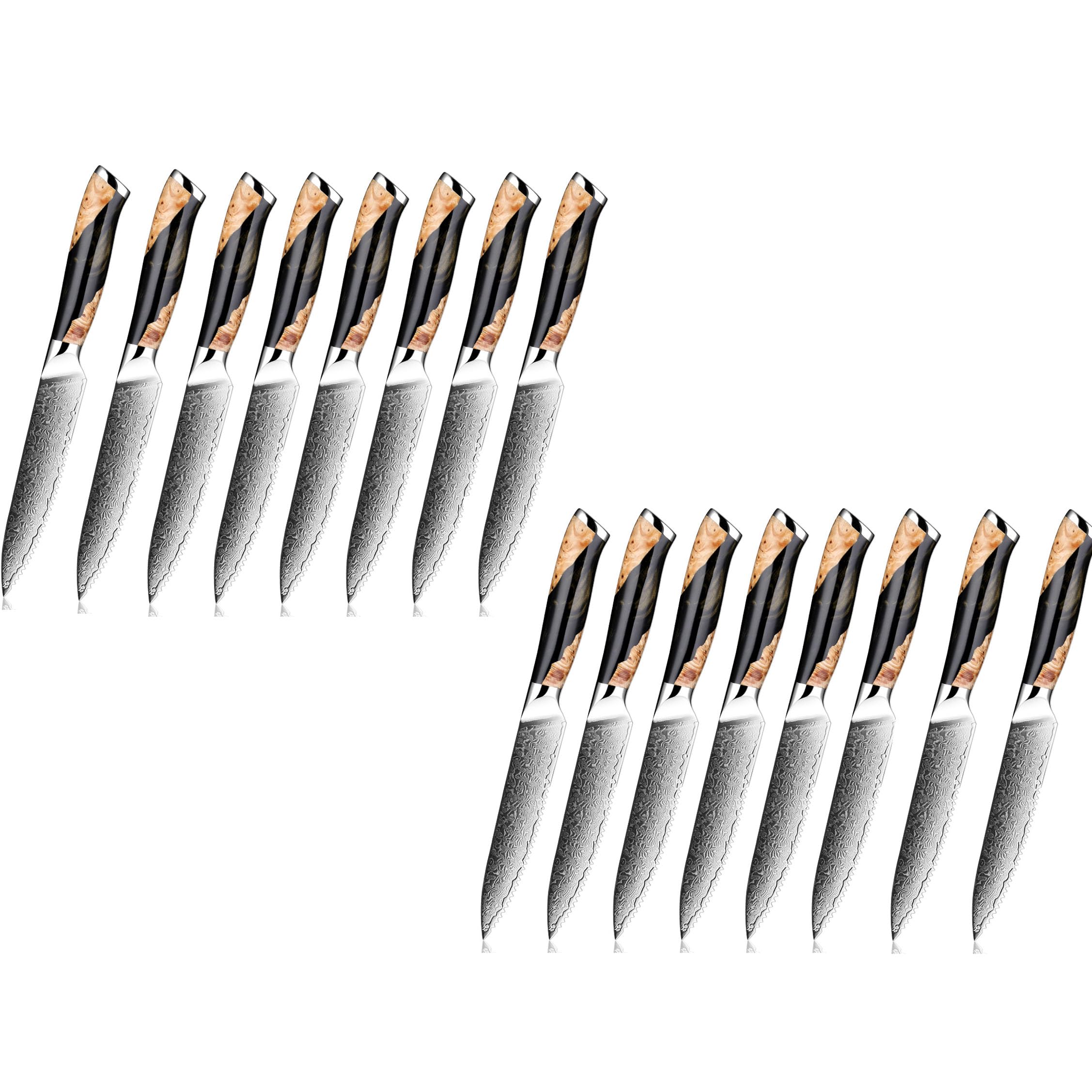 Steak Knives Set Of 16,5.5 Inch Serrated Steak Knife Set,Stainless Steel Black Resin Handle Straight Edge Dinner Knives