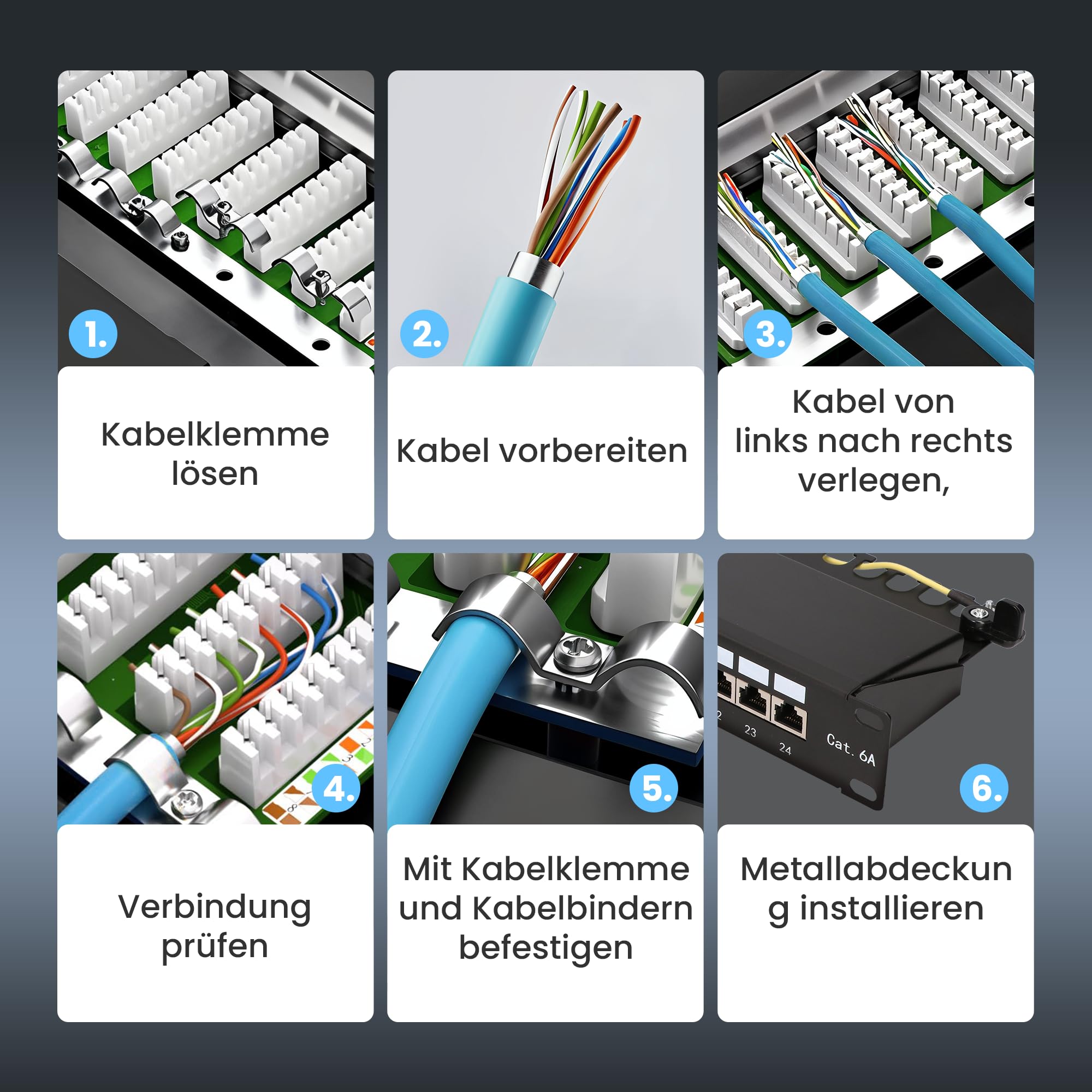 Extralink Patchpanel 24 Port CAT6A STP geschirmt 19 Zoll Patchfeld RJ45