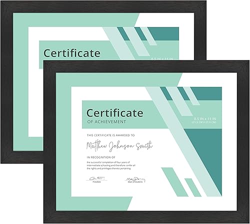 MCS Gallery Essential Marco de documentos, grano de madera negro, 8.5 x 11 pulgadas, 2 unidades