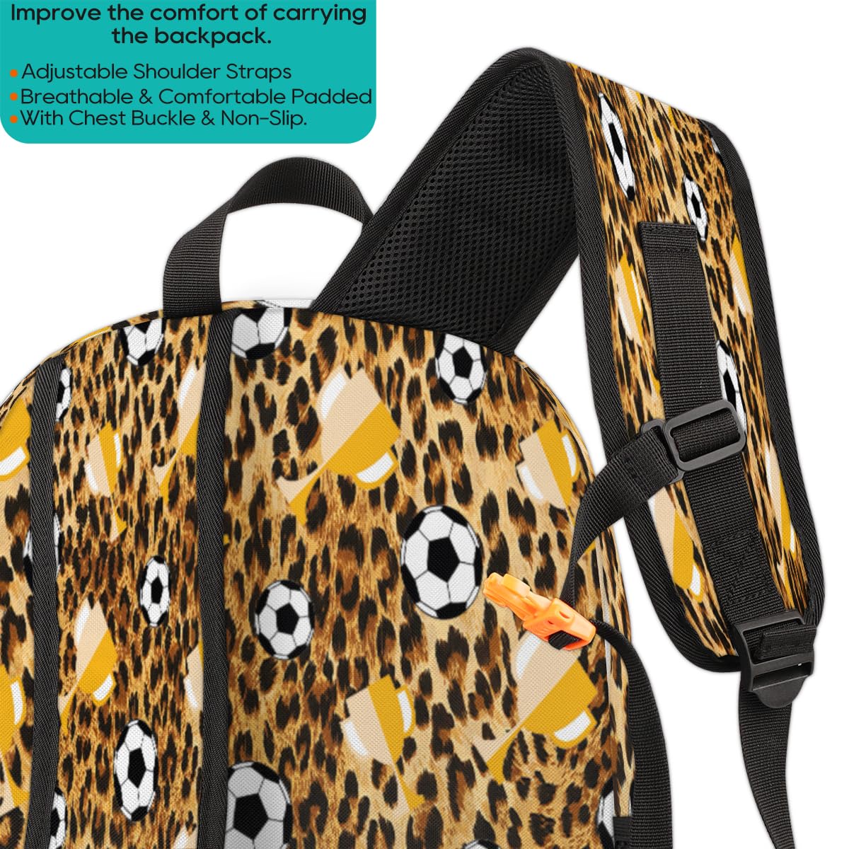 Leopard piłka nożna trofeum plecak o dużej pojemności plecak szkolny plecak na książki plecak piłkarski sport turystyka podróż na co dzień laptop plecak dla dzieci chłopców dziewcząt mężczyzn kobiet,