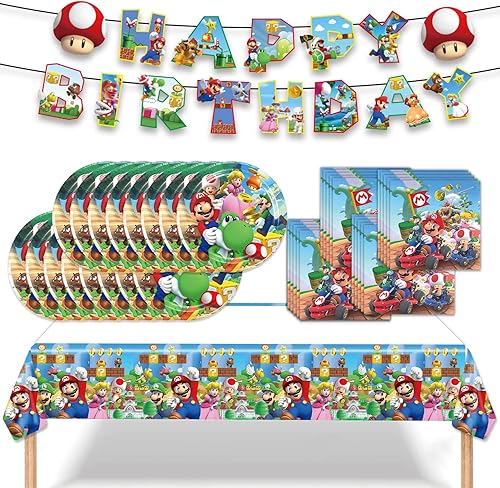 Miniatura 2 de Suministros para fiesta de cumpleaños número 42, 20 platos + 20 servilletas + pancartas + manteles,