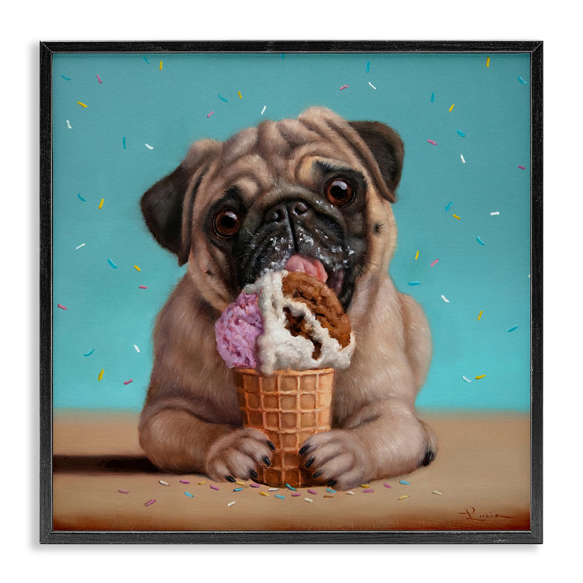 Chien gris encadré Stupell Industries : giclée d'art Lucia Heffernan 61cm