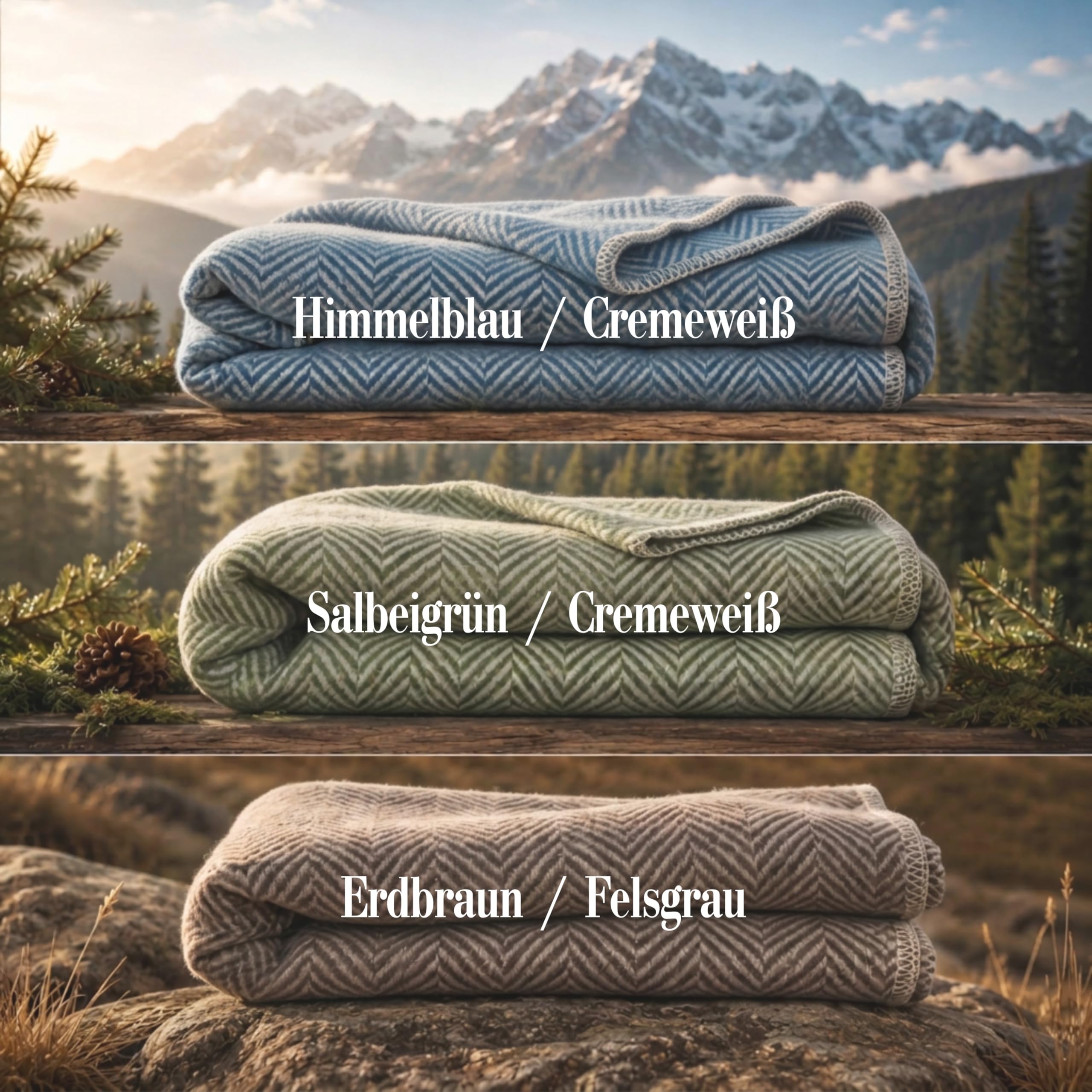 Flanelldecke Elfenweich Fischgrät-Muster (Salbeigrün/Cremeweiß) Made in Austria – weiche & warme Kuscheldecke Wohndecke aus Baumwolle für Couch Sofa Sessel – 140x200 cm