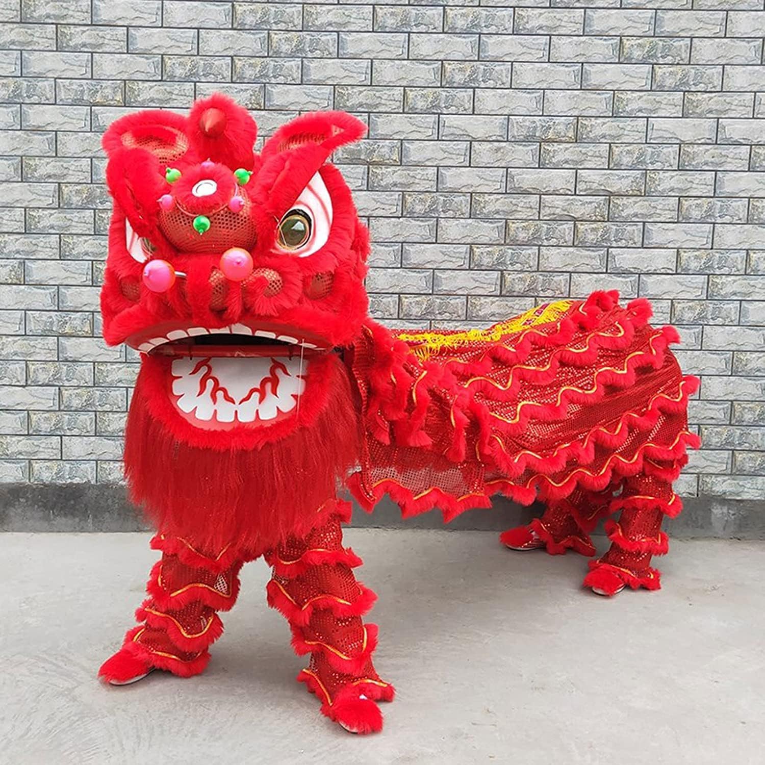 Drago Cinese per Feste Spettacoli di Artigianato Danza del Leone Feste All'aperto della Mascotte Tradizionale Testa Cinese Feste Cinesi in Italia(Rot)