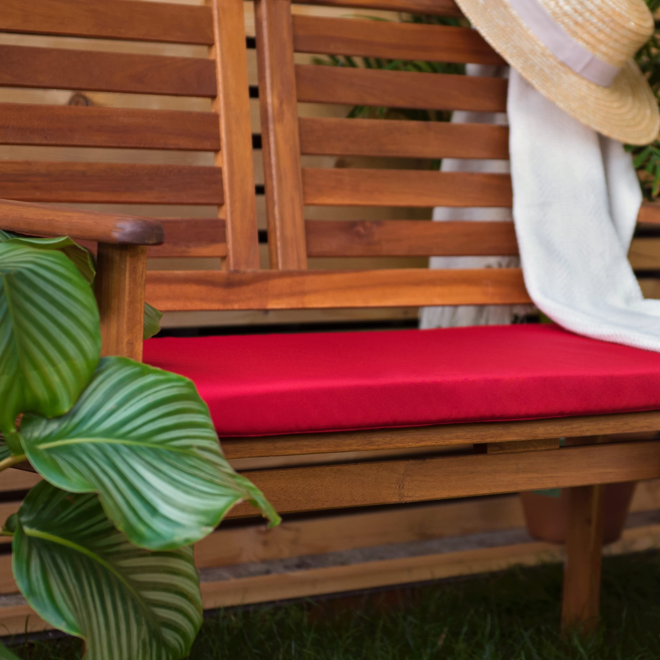 Cuscino Per Panchina Da Giardino Rosso - Impermeabile, Leggero E Lavabile - Perfetto Per Esterni E Interni