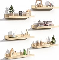 Vista 17 de upsimples Estantes flotantes para pared, estantes de pared para decoración y almacenamiento, juego de 6, estante de madera montado en la pared
