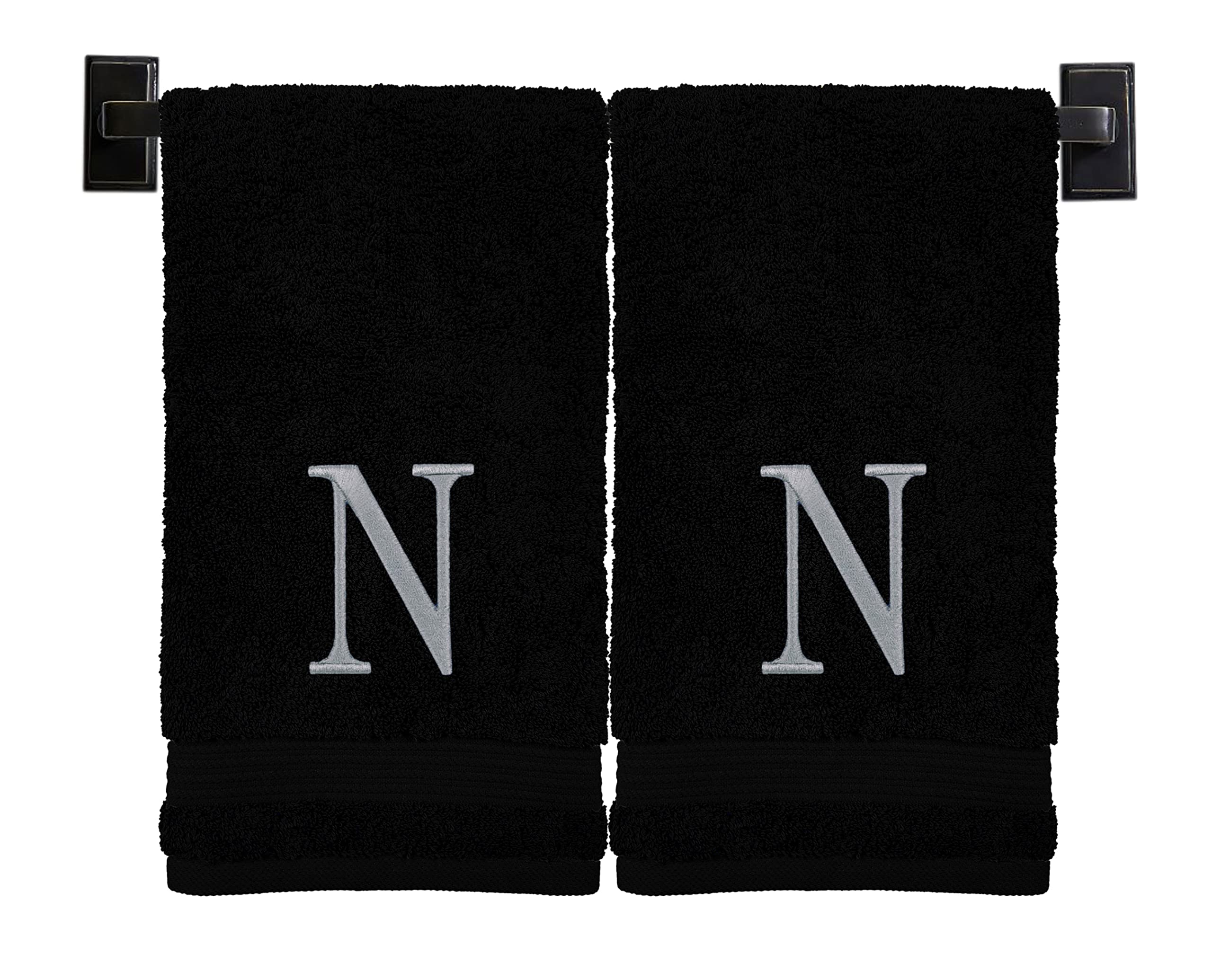 Custom Luxury Towels Monogrammed Hand Towels for Bathroom | Luxury Cotton Turkish Towels | Embroidered in USA | Set of 2 | Choose Set Color and