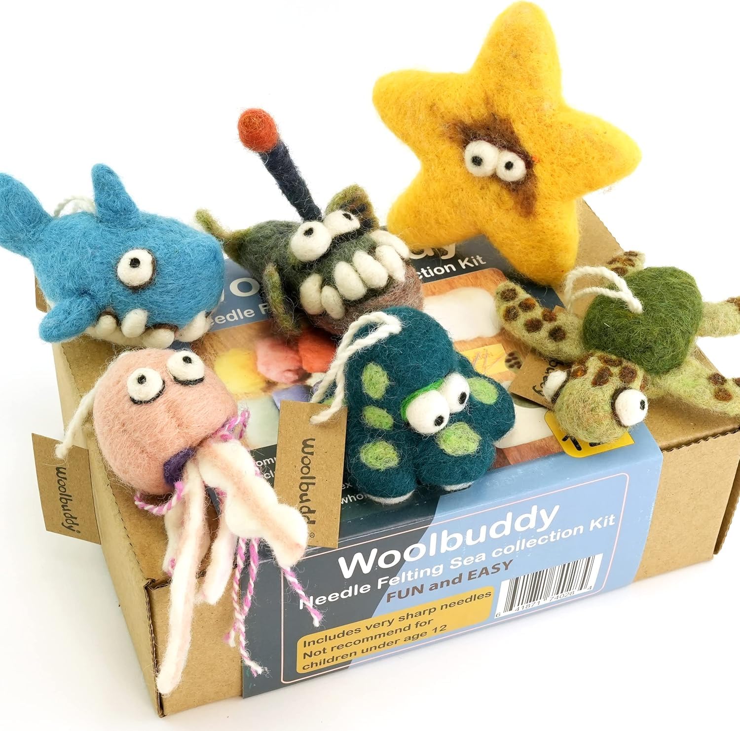 - Woolbuddy Needle Felting Kit - Sea Animals for Beginners, Adults & Kids, Includes Wool Roving, Felting Needles, Pad, and Instructions