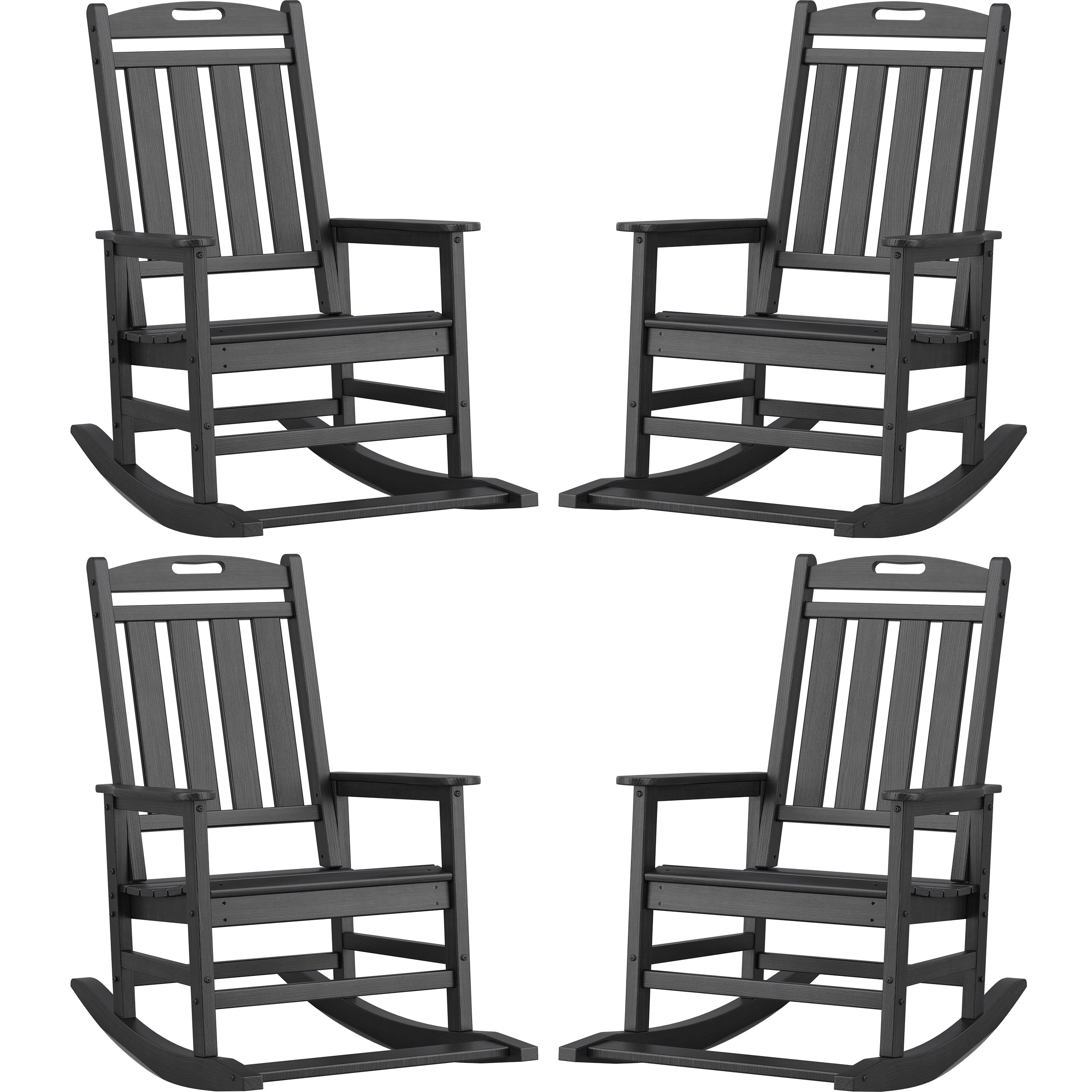 SOMEET Outdoor Rocking Chair Set of 4 - HDPE Patio Rocking Chair with Footboard, High Back Porch Rocker All Weather Outdoor Patio Chairs for Front