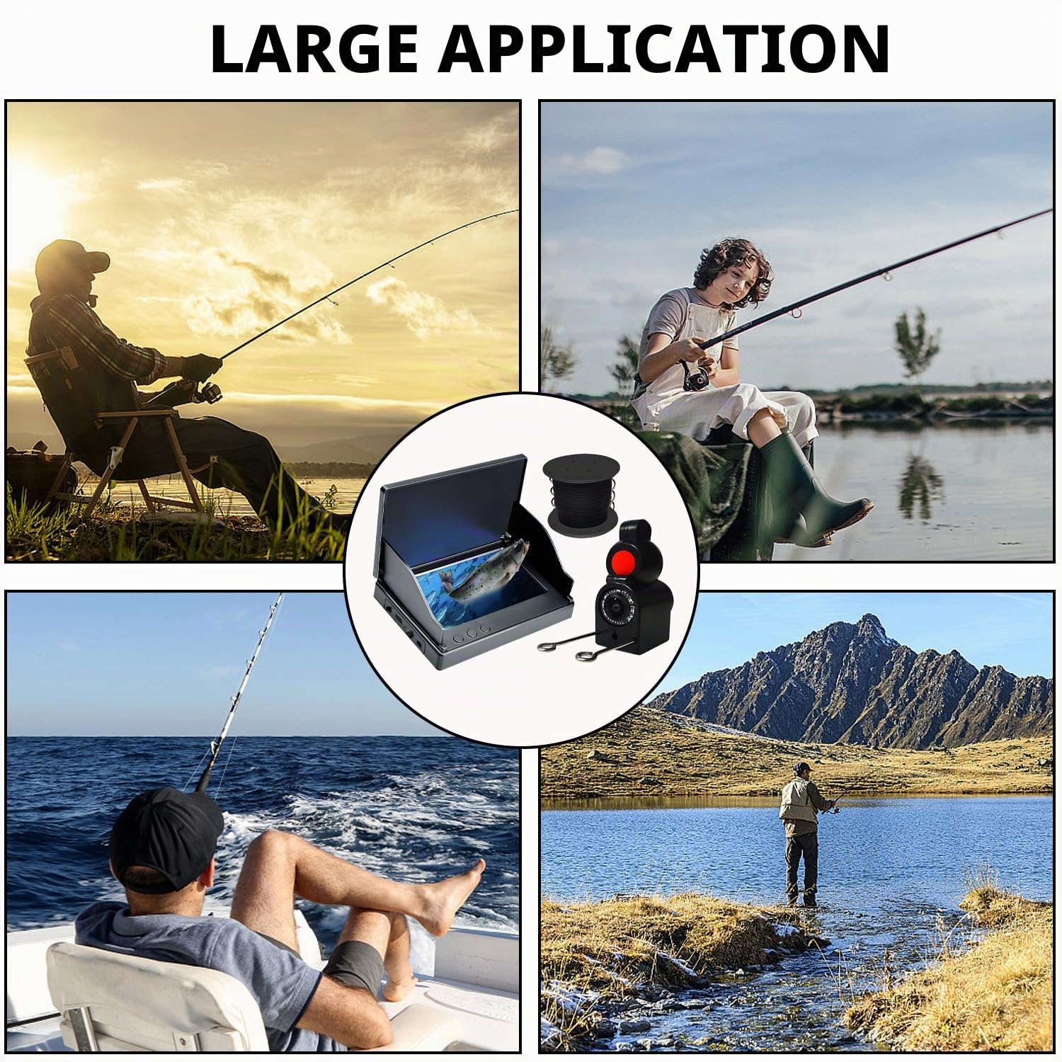 Fishfinder Fish Finder Caméra de pêche avec écran IPS de 4,3 pouces et câble de 30 m étanche grand angle 220° vision nocturne sous-marine pour pêche en mer rivière