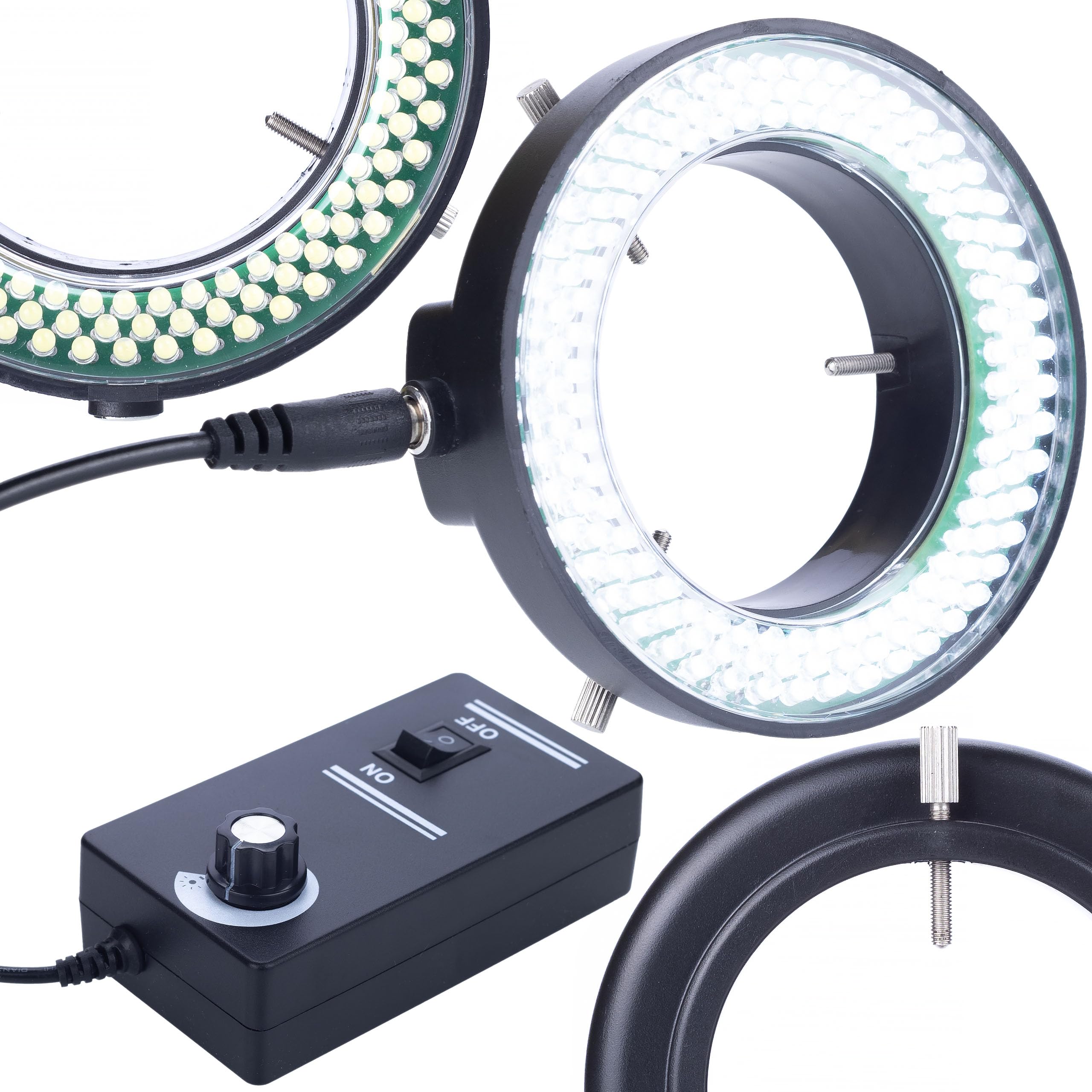 Rosfix Illuminatore Regolabile per Microscopio 144 LED – Luce Fredda Dimmerabile, Anello Ø60–95 mm, Alimentatore Integrato | Accessorio per Microscopi Ottici e Digitali