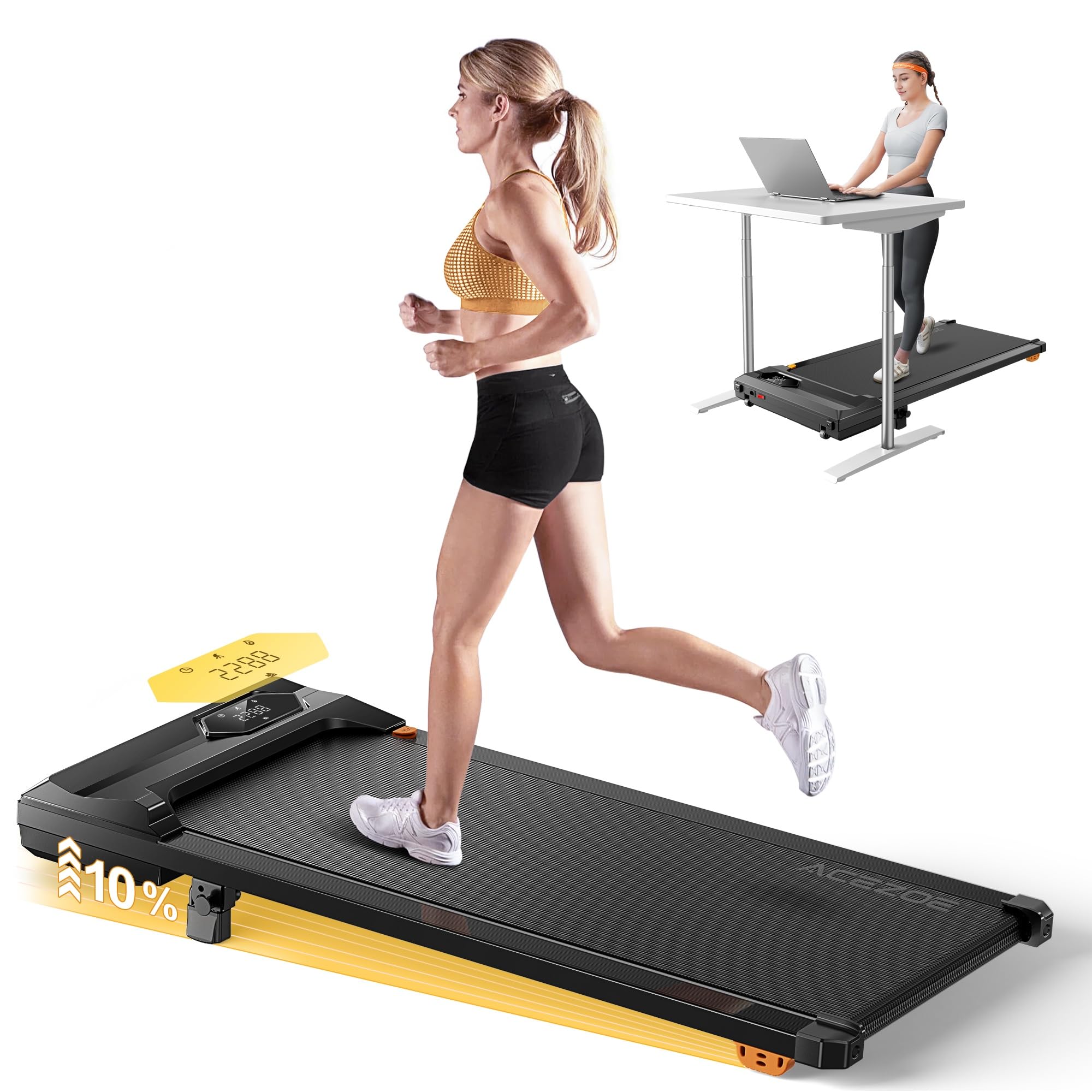 Walking Pad Treadmills for Home/Office, 3 in 1 Under Desk Treadmills with 10% Incline, 130Kg Capacity, 2.5HP Portable Walking Running Machine with Remote Control, LED Display