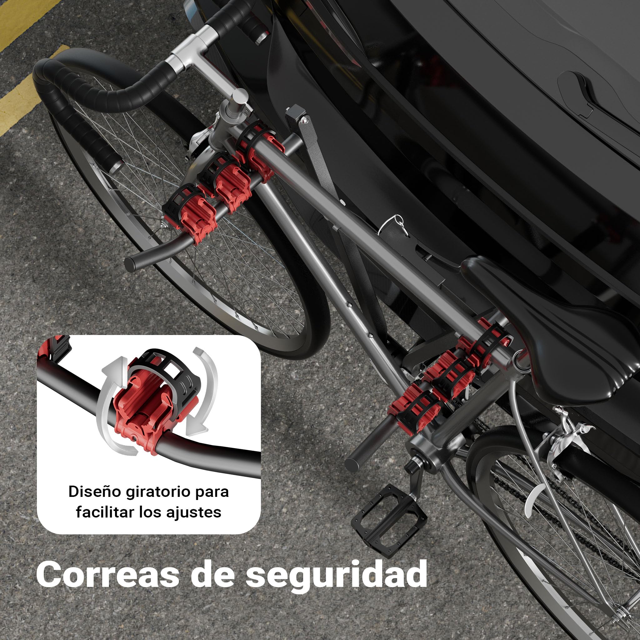 Wiltec Portabicicletas de Bola para 3 plazas – Soporte Resistente hasta 45 kg, Estructura de Acero Q235, instalación fácil, Transporte Seguro y Estable, Ideal para Coches y autocaravanas.