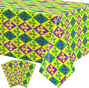 VitalCozy 3 Pcs Video Game Plastic Table Cloth Disposable 108 X 54 Inch Purple And