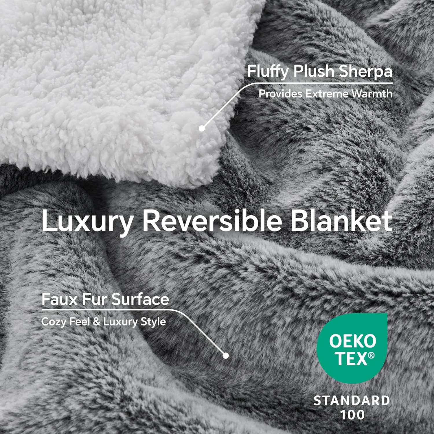 BEDELITE Faux Fur Throw Blanket for Couch - Super Soft & Warm Thick Sherpa Blanket for Sofa and Room Decor, Luxury Cozy Plush Fluffy Winter Blanket Gifts for Women Men Mom Dad, 50x60 inch, Black - Image 3