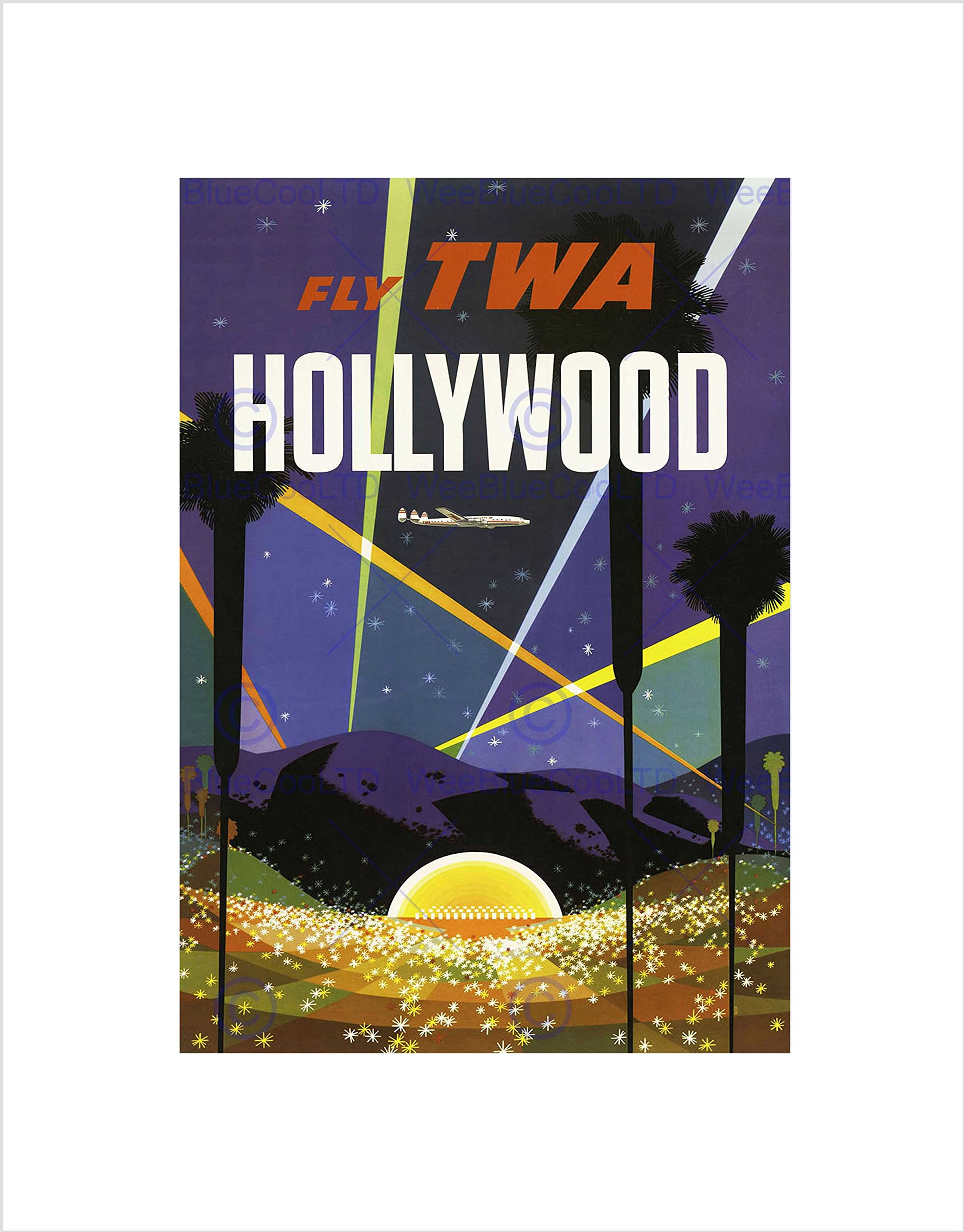 Wee Blue Coo Ad Travel Hollywood California Los Angeles TWA Airline Wall Art Print