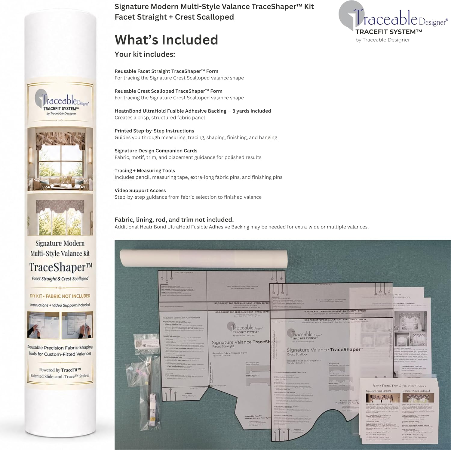Modern Scalloped & Straight No-Sew Valance Making Kit