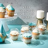Vista 6 de Contenedores individuales para cupcakes (paquete de 100) Cajas de plástico transparente desechables para cupcakes Soporte individual
