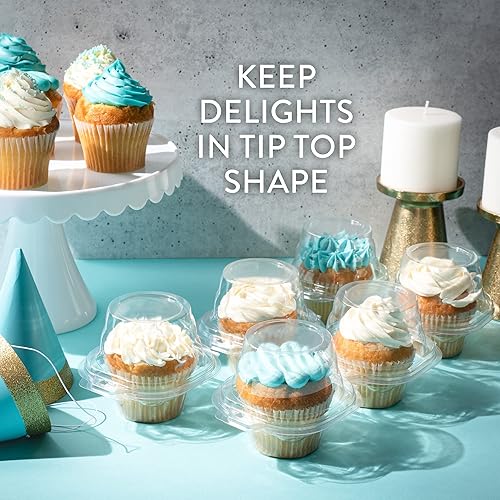 Miniatura 6 de Contenedores individuales para cupcakes (paquete de 200)  Cajas de plástico transparente desechables para cupcakes  Soporte individual para cupcakes