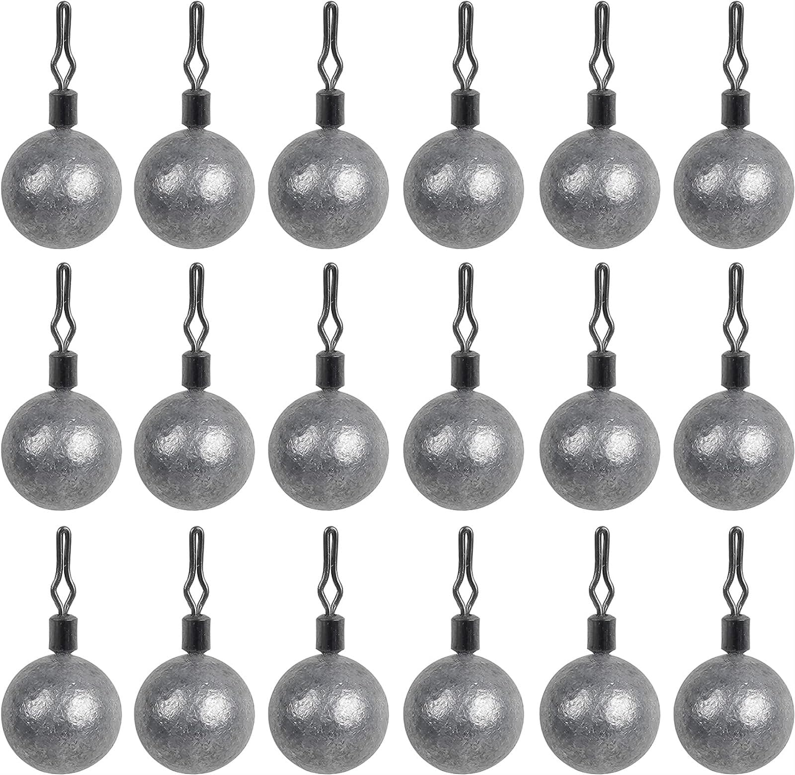 THE WHITE SHOP Ball Weights Drop Sinkers Fishing, 20PCS Round Fishing Weights Sinkers Casting Drop Shot Weight Swivels for Bass Fishing Saltwater Freshwater