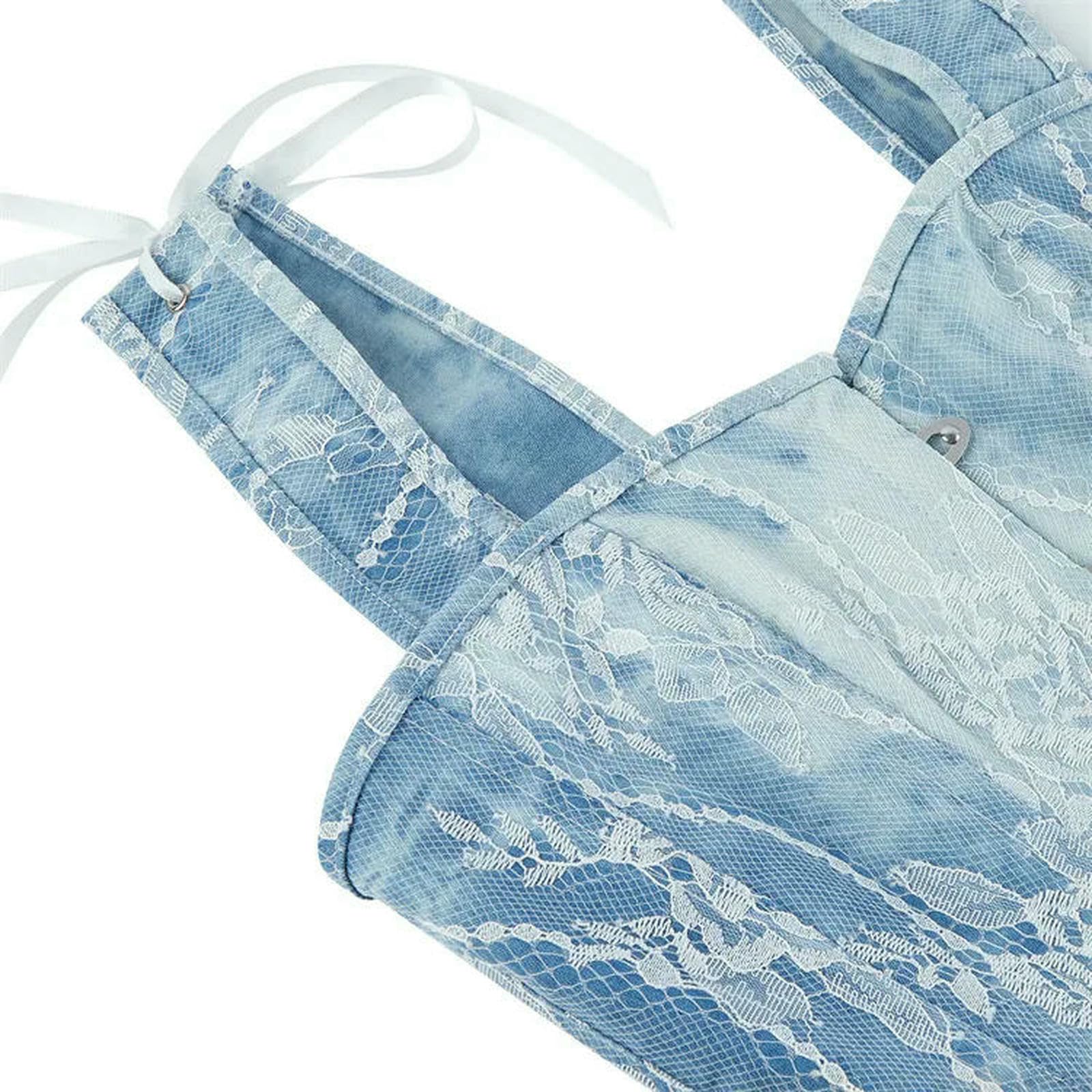 Ceinture amincissante Femme Corsetto Overbust Blu Bustier Crop Top Donna Spalline Gilet Summer Shaper Costume-Blu-XL