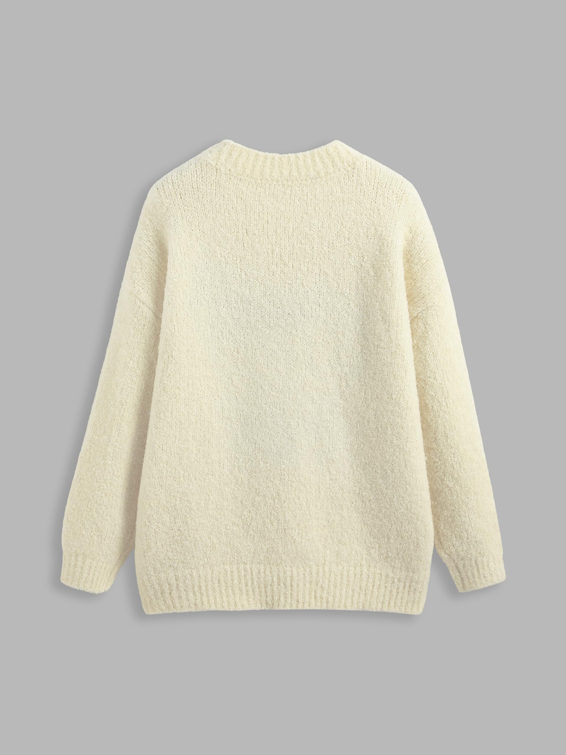 CIDER Damen-Katzen-Pullover, langärmelig, Rundhalsausschnitt, lustig, grafisch, niedlich, gemustert, grober Pullover | Oversized, Long Sleeve, Crewneck Sweater, Fall Winter Outfits