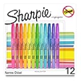 Pocket Highlighters, Chisel Tip, Quick Dry, Assorted Fluorescent Colors, 12 Count - For Studying, Note-Taking, School, College, Office, Student & Teacher Supplies