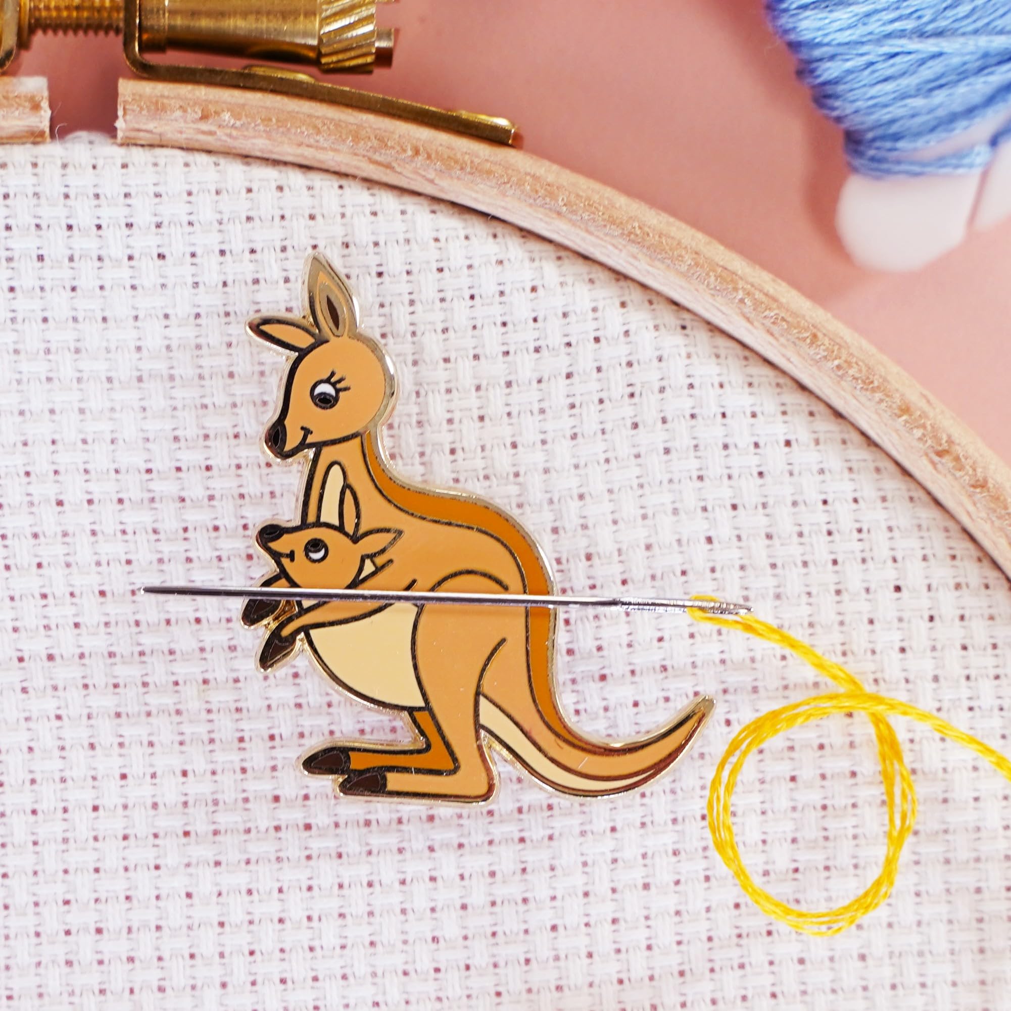 Caterpillar Cross Stitch Needle Minder - Kangaroo for Cross Stitch, Sewing, Embroidery and Needlework Accessories, Enamel and Magnetic