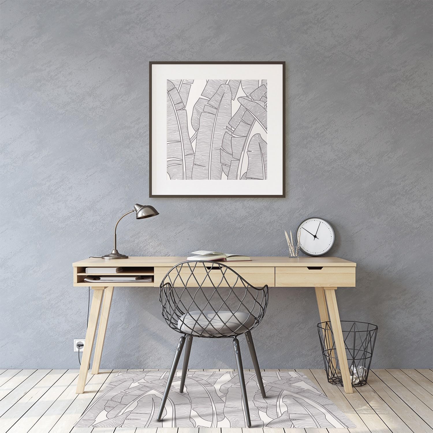 Tappetino per Sedia 100x70 cm Rettangolare Resistente ai Danni PVC Vinile per Ufficio a Casa Facile da Pulire Impermeabile Antiscivolo Protezione di Pavimenti - foglie di banano