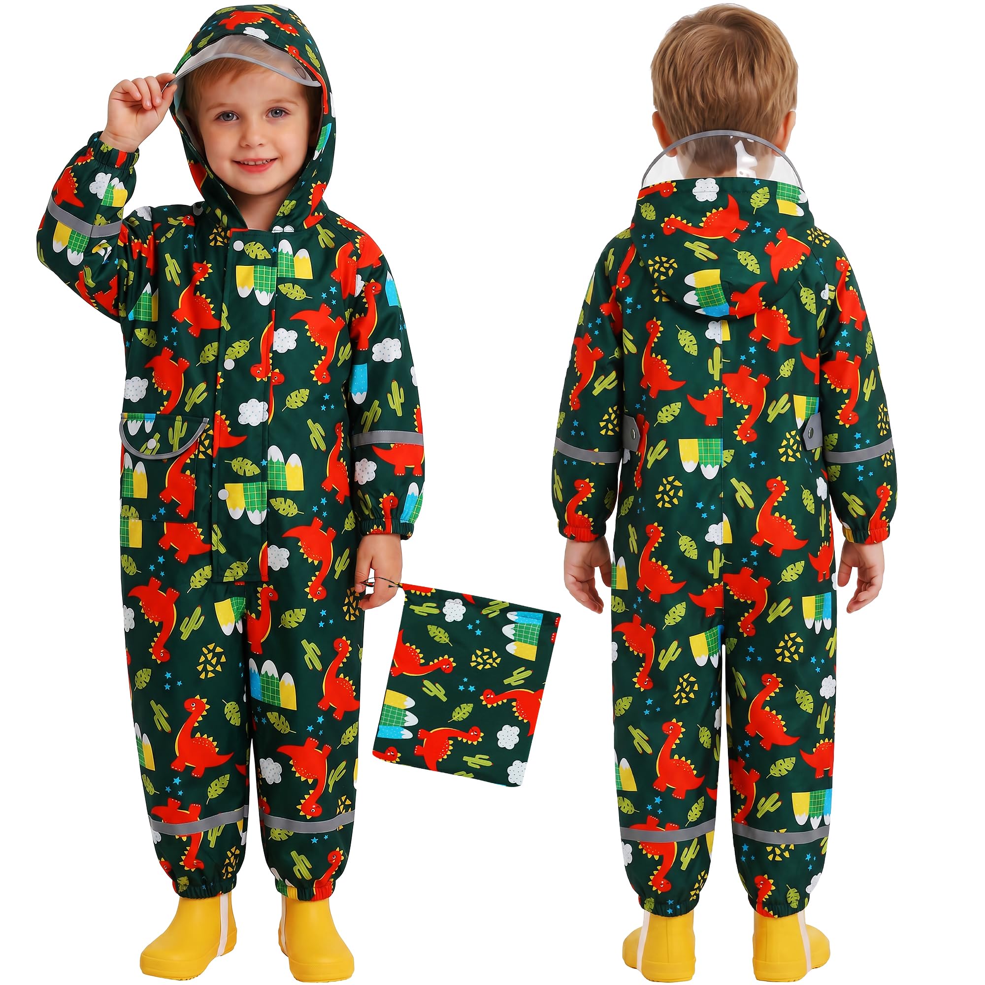 Chubasqueros para Niñas Impermeables Chaquetas Ligero Capa de Lluvia Bebé Encapuchado Mono de Bolsillo Estampados Reflectante Abrigos Impermeable Ropa Niños 1-9 años