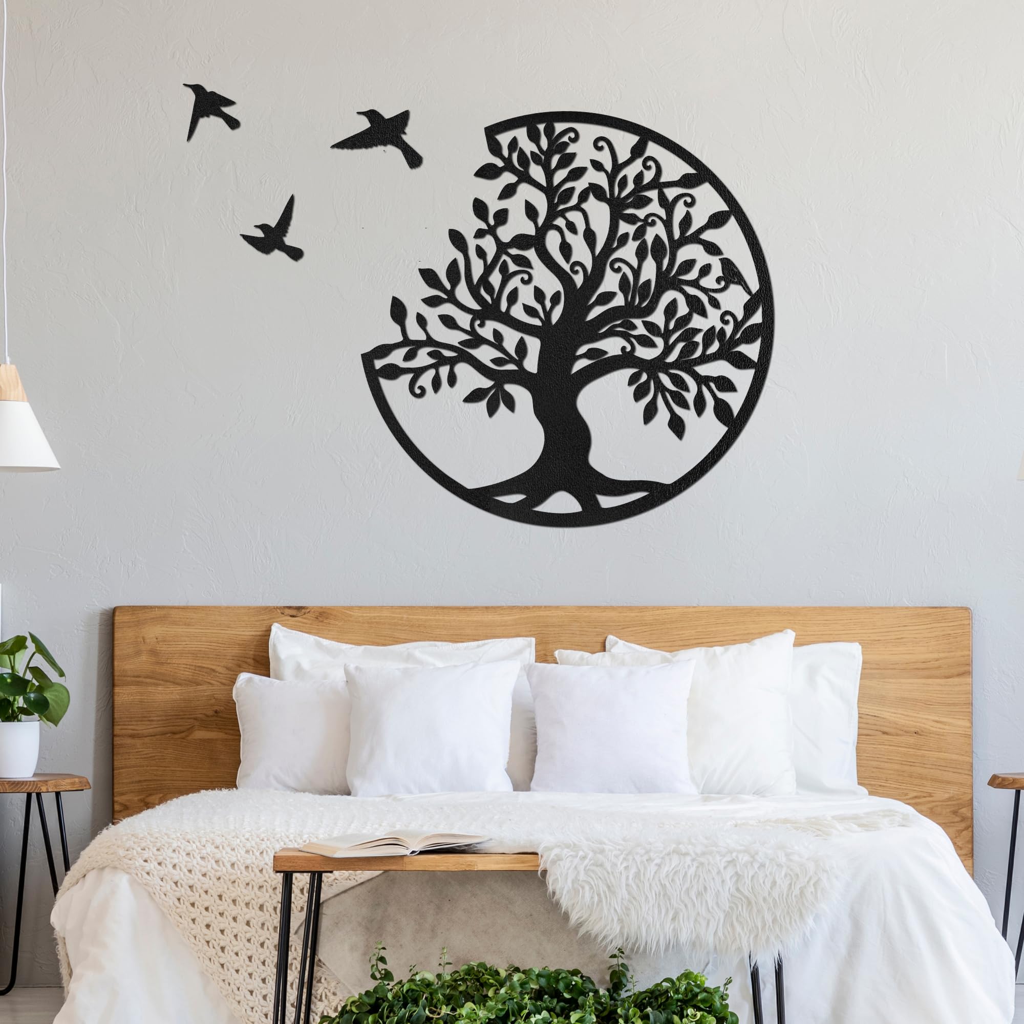 SENTOP HDF0504 Arbre de Vie, Image Sculptée sur Mur en Bois pour Usage Intérieur, Décoration Art en Bois (Noir, 40 cm)