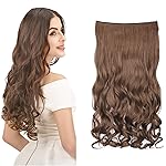 REECHO 20 1-Pack 3/4 Full Head Curly Wave Clips in on Synthetic Hair Extensions HE008 Hairpieces for Women 5 Clips 4.5 Oz per Piece - Medium Warm Brown