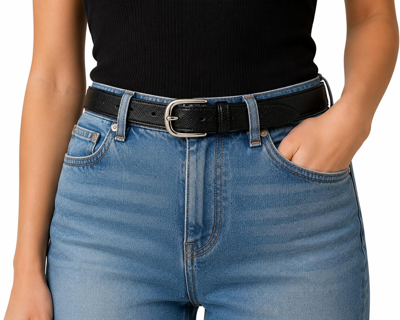 Trendy Girl's Women's PU Leather Belt Women's,Ladies's,Girl's Belt For Jeans,Belt for Dresses Casual/Formal Belts Free Size Fit on Upto 36inch, Black Color-image-22