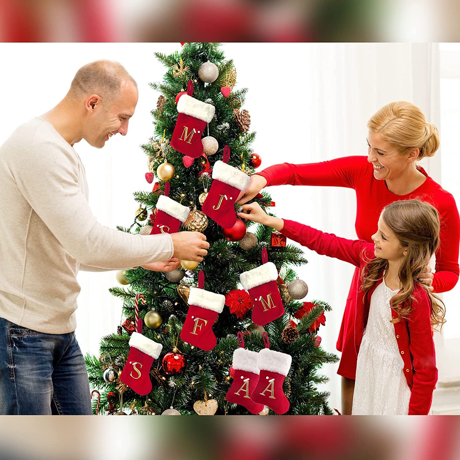 Amazon.co.jp: 20インチ モノグラム クリスマスストッキング 赤い文字