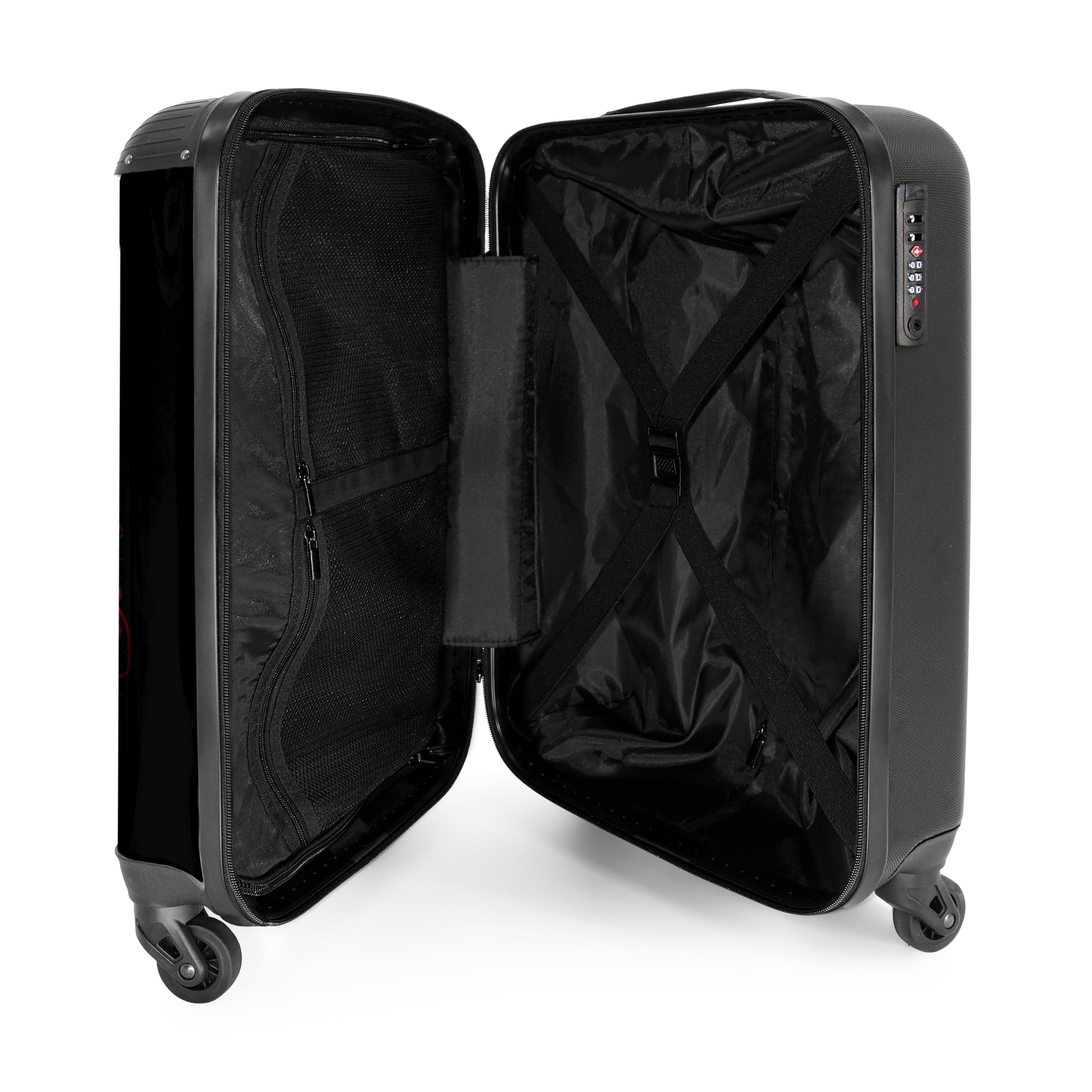 NoBoringSuitcases.com Personalisiertere Rollkoffer, Hartschalen 55x40x20 cm für Flugzeuge - Katze Grau