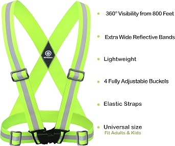 Safety Straps Reflective Vest for Running Hi Vis Suspenders Reflective for Men Women Fully Adjustable