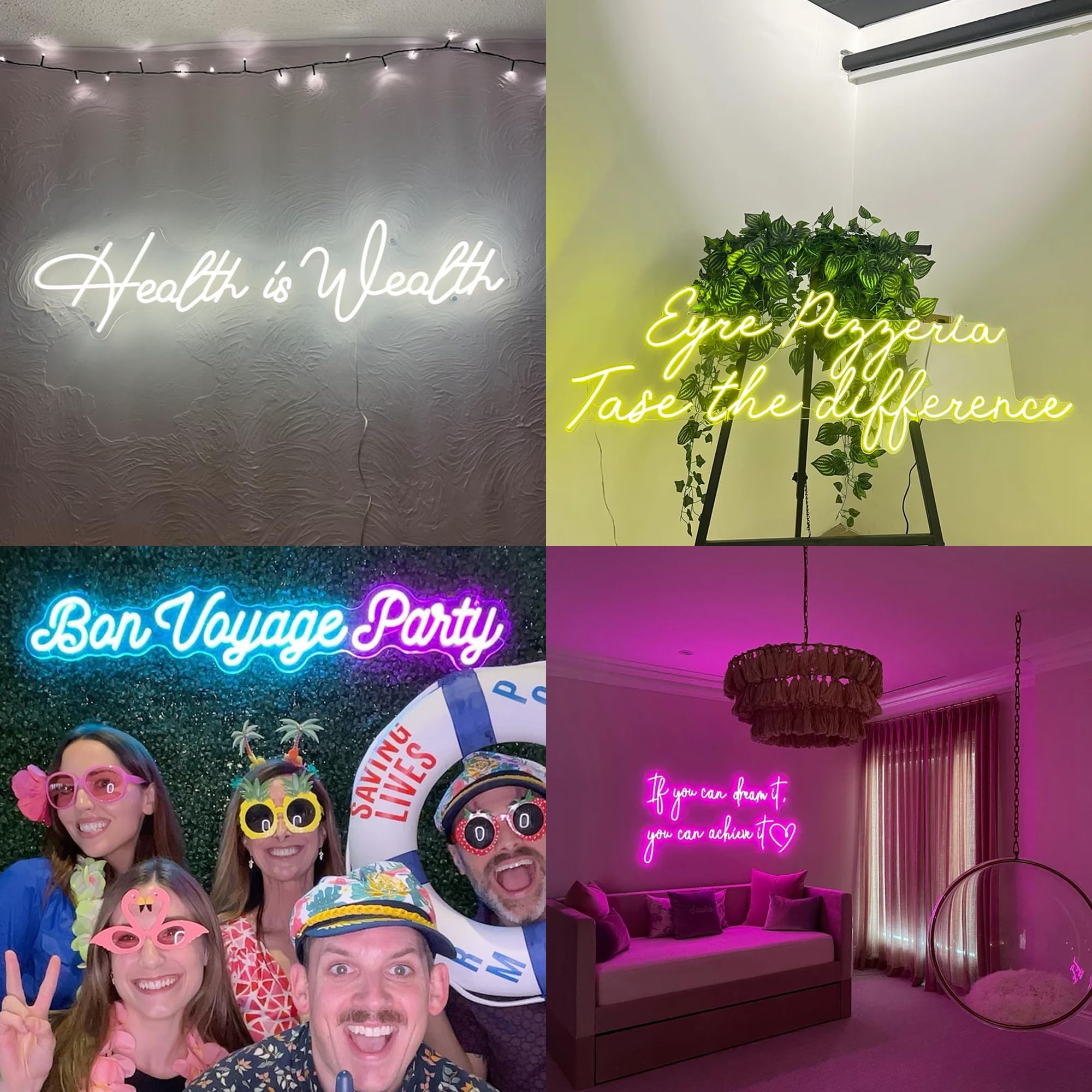 Aslanka Letreros de neón LED personalizados, letreros de neón personalizados para decoración de pared, bar, dormitorio, boda, cumpleaños, hogar, salón, signos de luz (30-160 cm, texto de 1-3 líneas)