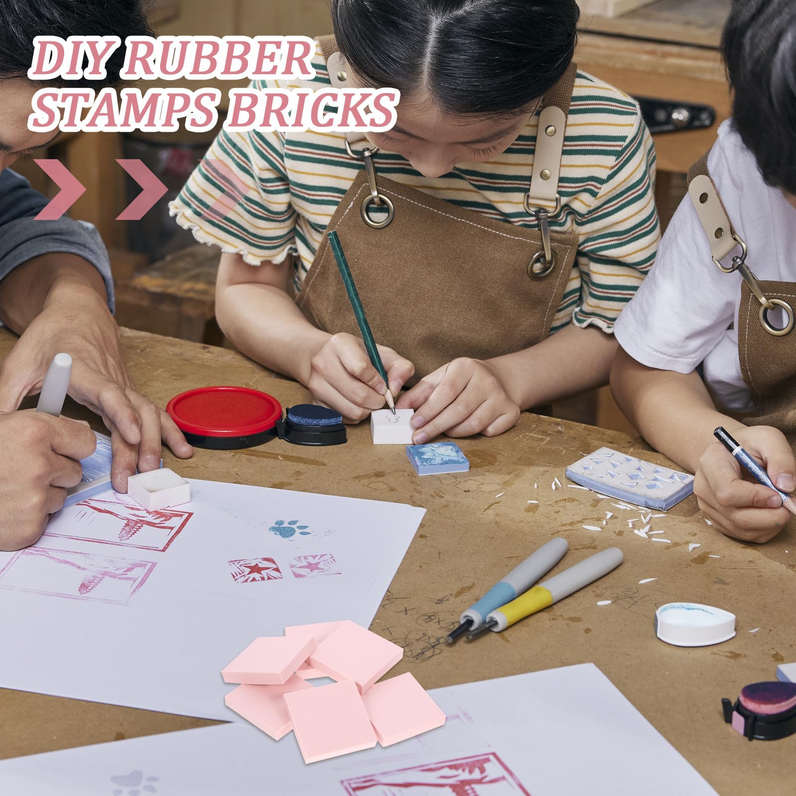 PRETYZOOM 24 Pezzi Blocchi di Gomma per Intaglio Professionali Blocchi Flessibili per Timbri Fai da Te Materiale per Lavoretti Creativi e Artigianato DIY per Scuola e Casa