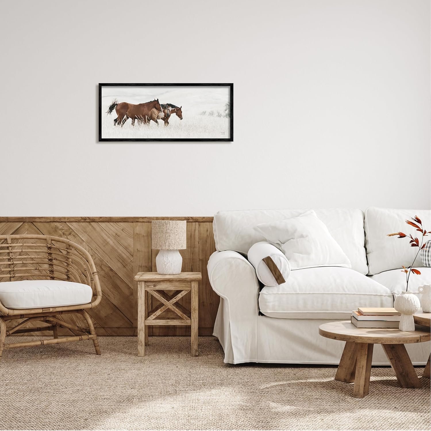 Stupell Industries Trotting Horses Landscape Black Framed Giclee Art Design by Nathan Larson