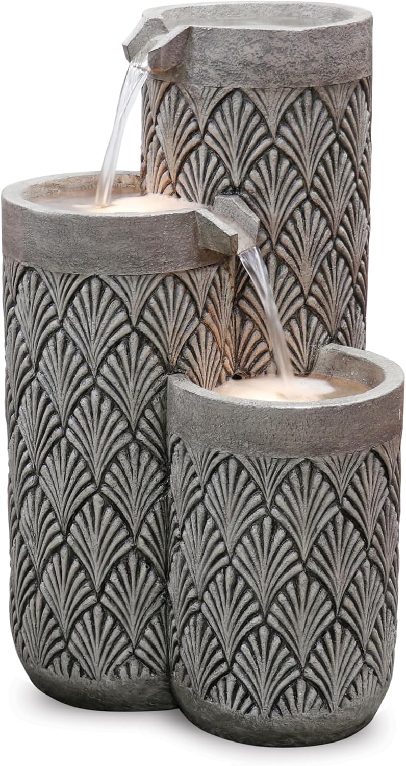 Melrose International Stone Cascading Bowl Fountain 25.5" H