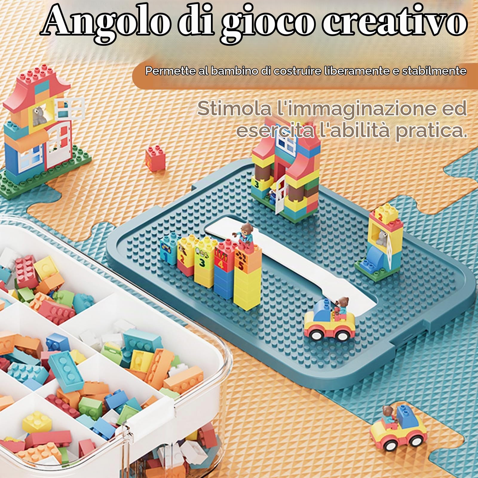 Scatole Plasticaa per Lego, 3 Strati Contenitore Portaoggetti per Giocattoli, Portaoggetti Impilabile in Plastica Trasparente con Scomparti, Per Riporre i Giocattoli Puzzle