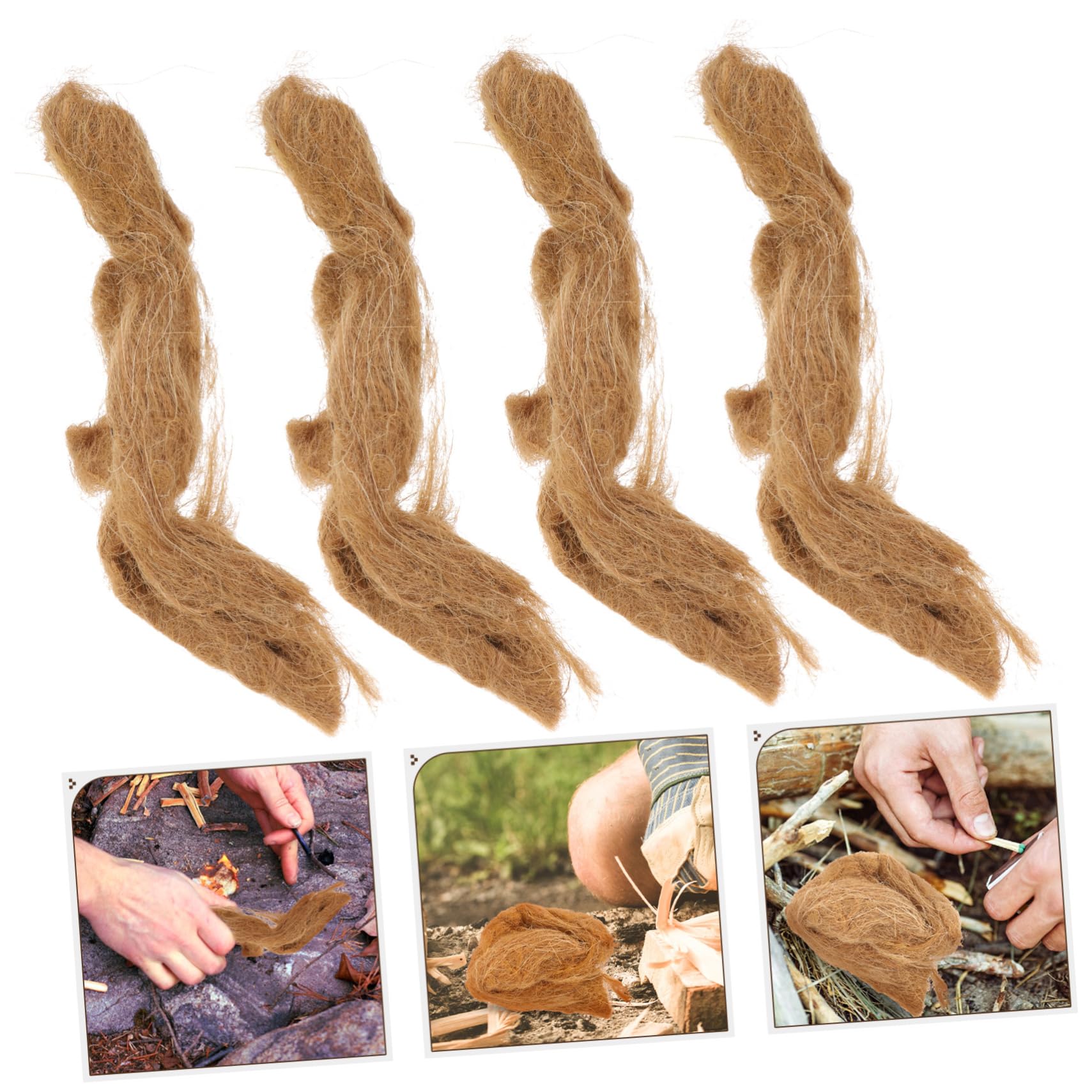 Sosoport 5 Sätze Jute Seidenfeuer Induziert Camping-Werkzeuge Natürlich Bausatz Feuerstarter-Sticks Anlasser Jute Für Feuerstarter Camping Fire Starter -Werkzeuge Jute-Seide 4 Stücke * 5