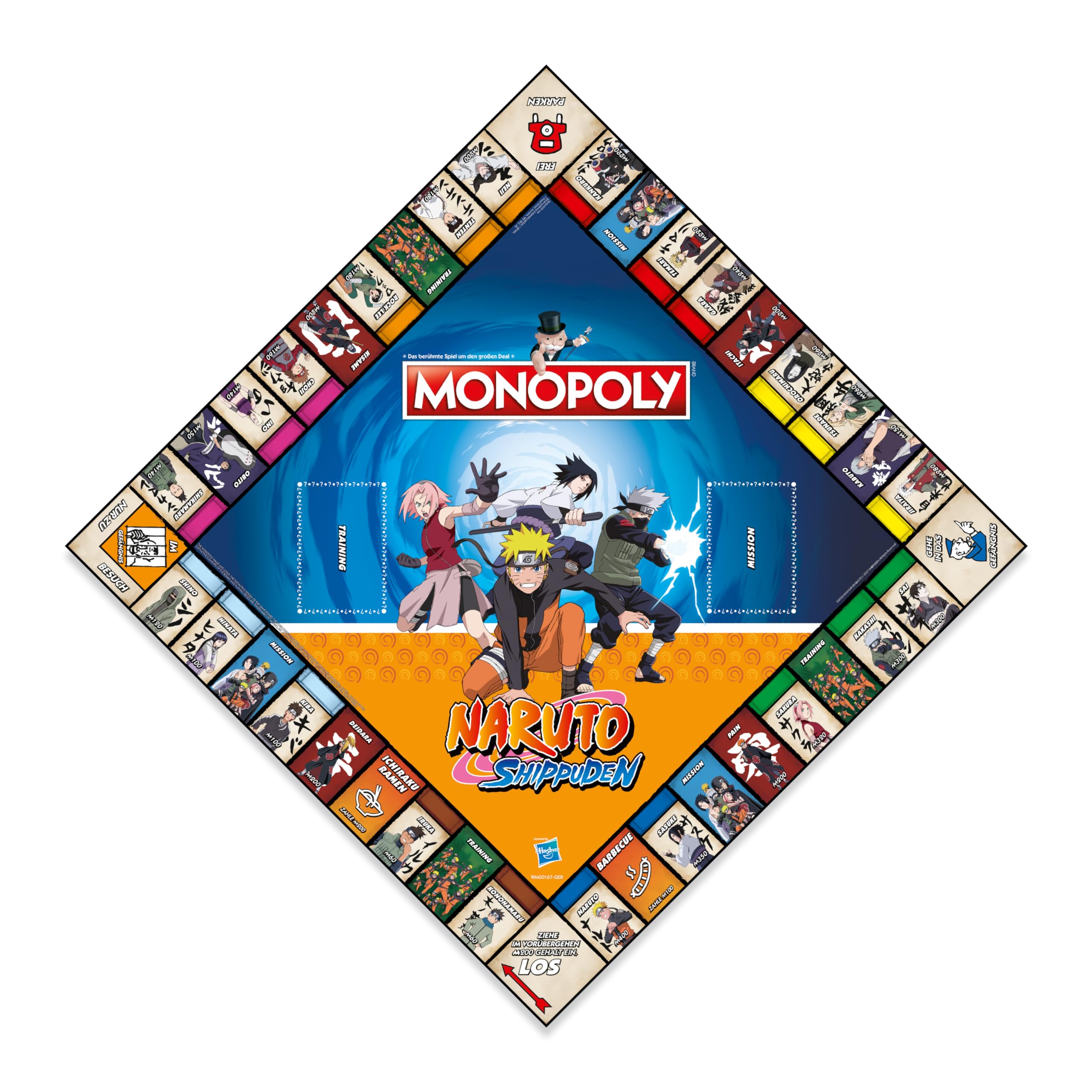 Winning Moves Monopoly Naruto Edition - Monopoly Spiel für Fans - Familienspiele Strategie Brettspiele Naruto - 2+ Spieler ab 8+ Jahren - Deutsch