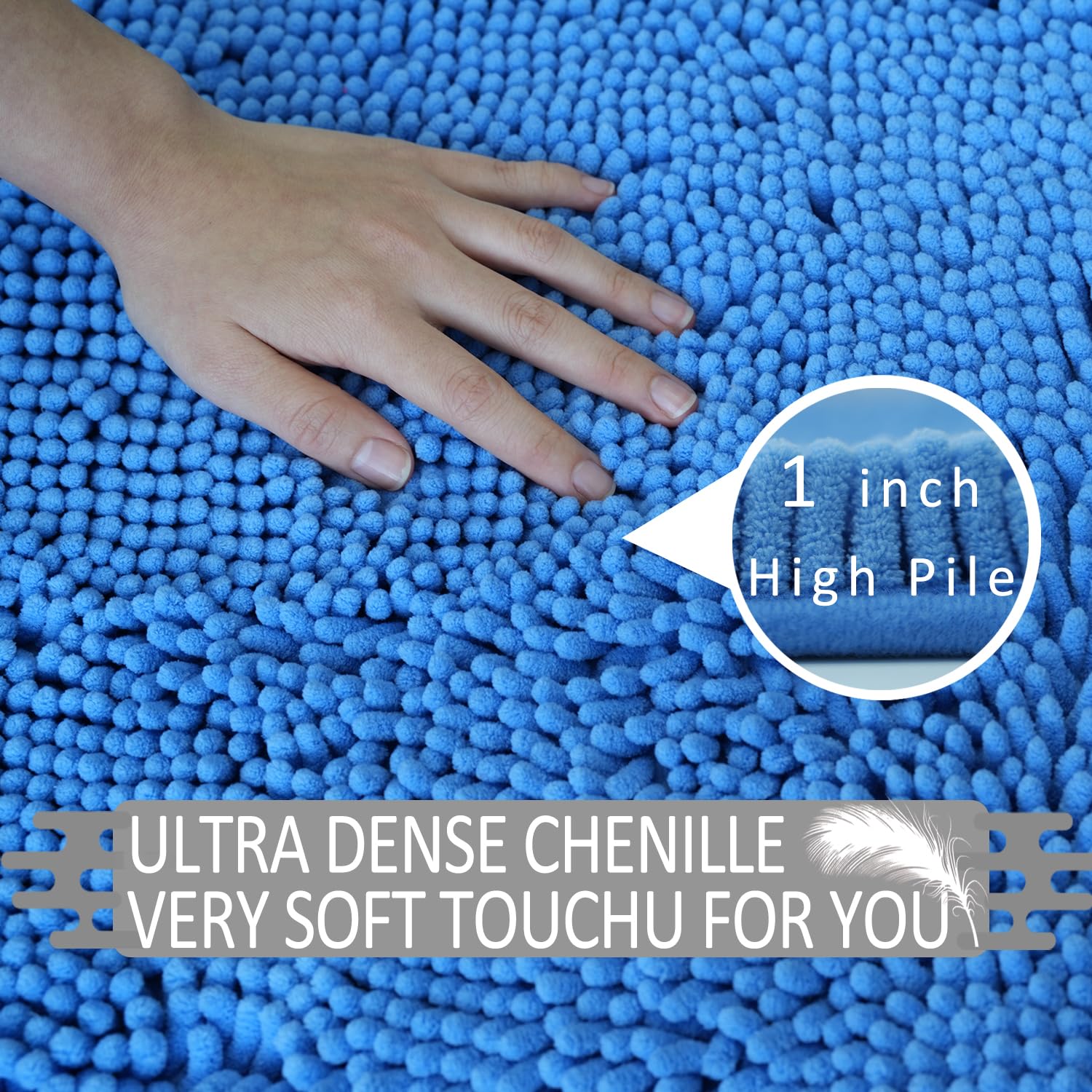 Lot de 3 tapis de salle de bain en chenille, très épais et absorbants, antidérapants, lavables en machine, séchage rapide, doux et confortable, utilisés sous la douche, baignoire et évier,