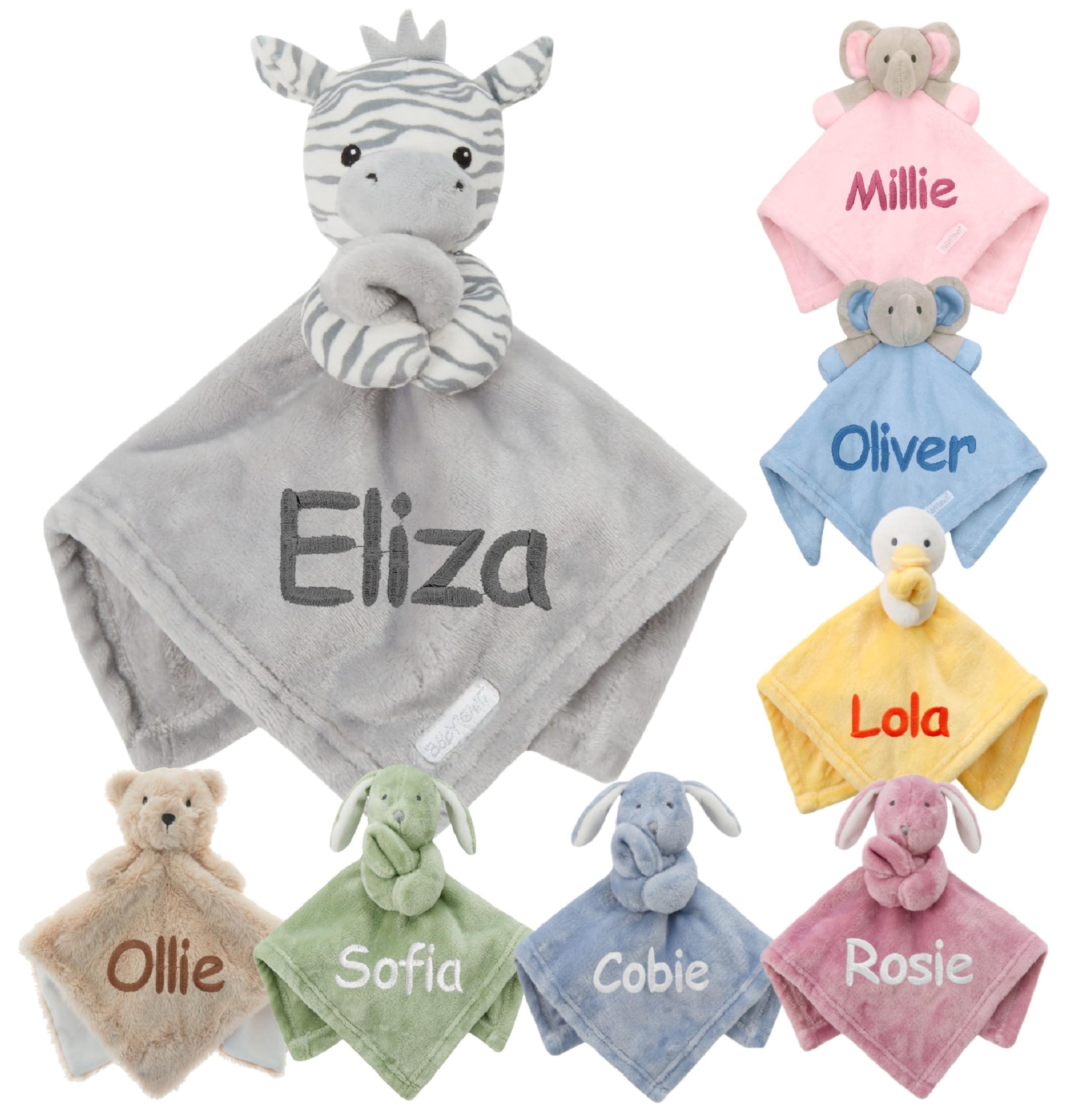 Gembroidery Personalised Baby Comforter Blanket Newborn Christening Shower Gift Boy Girl Keepsake Soft Snuggly Toy Blankie (Zebra)