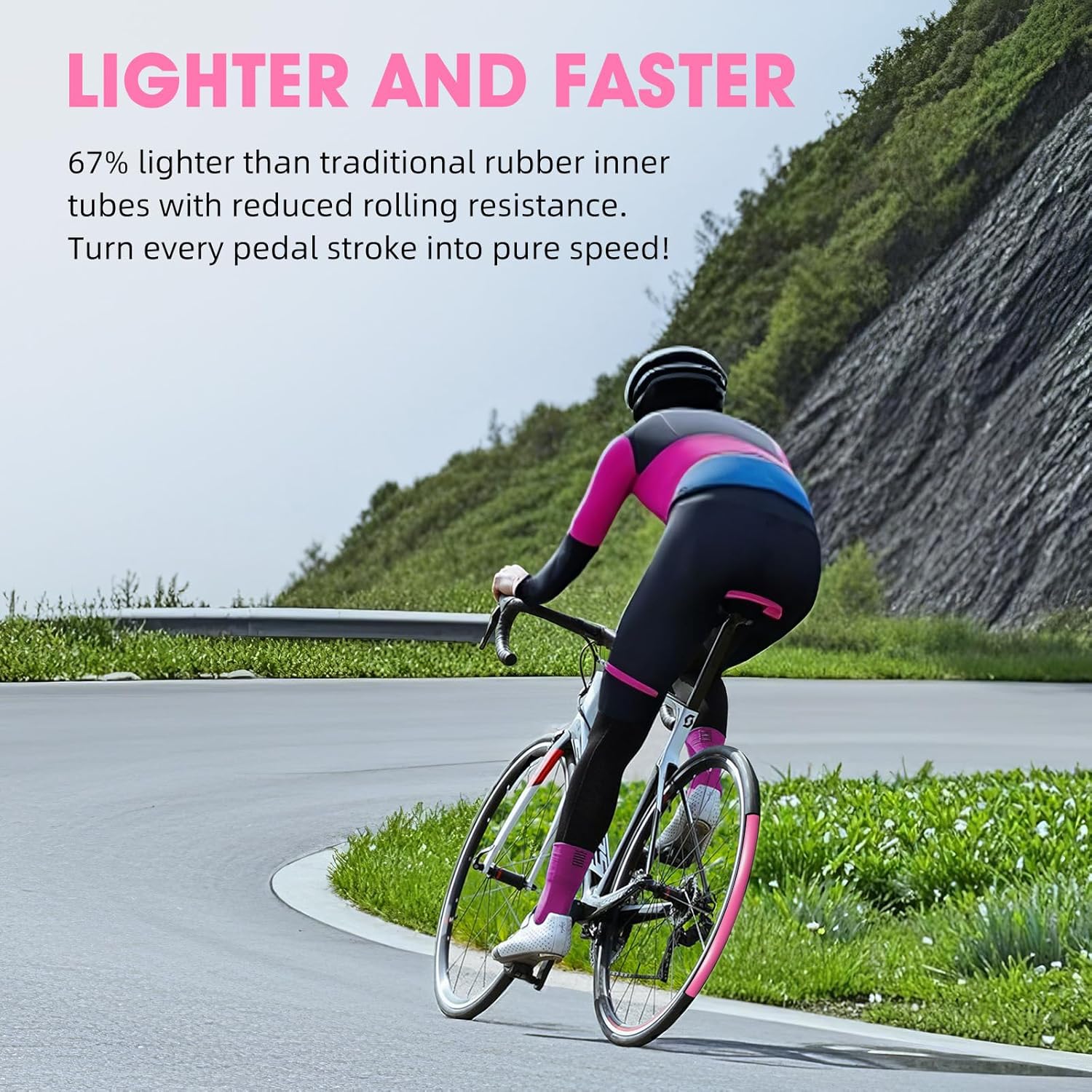 TPU Inner Tubes 700Cx32-47C/MTB29 inchx1.5/1.7 Ultra-Light 46g Bicycle Inner Tube (ALLRoad & Gravel) with 65mm Length of Presta Metal Valve for All Road or Gravel Bike