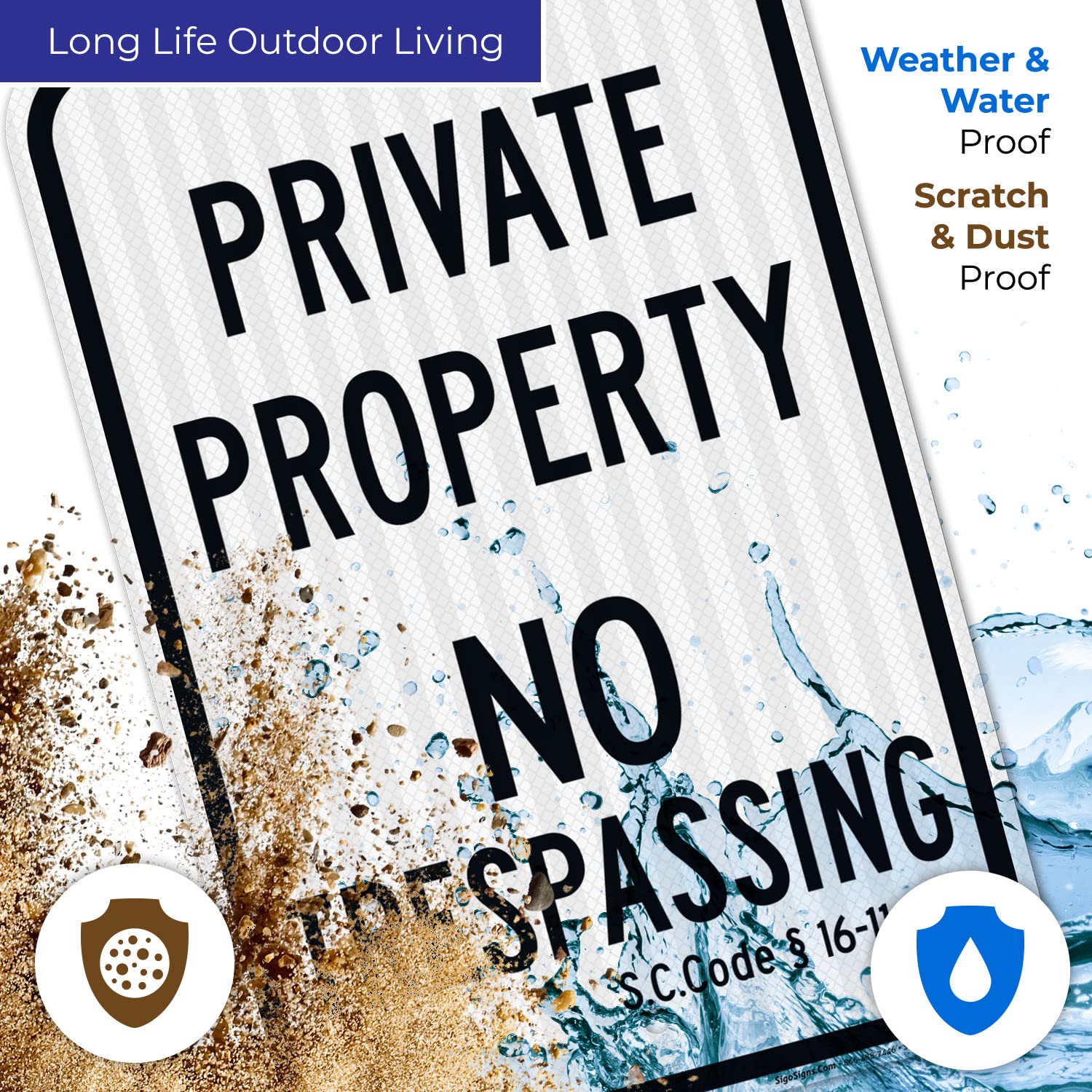 South Carolina Private Property No Trespassing Sign, 12x18 Inches, 3M EGP Reflective .063 Aluminum, Fade Resistant, Made in USA